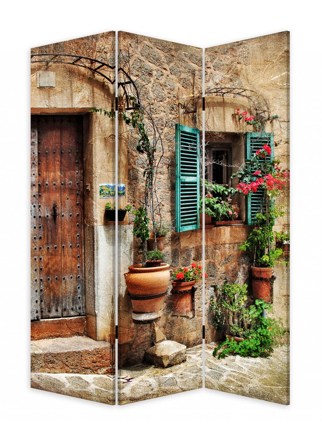 Romantic European Street Three Panel Room Divider Screen By Homeroots - Image 2