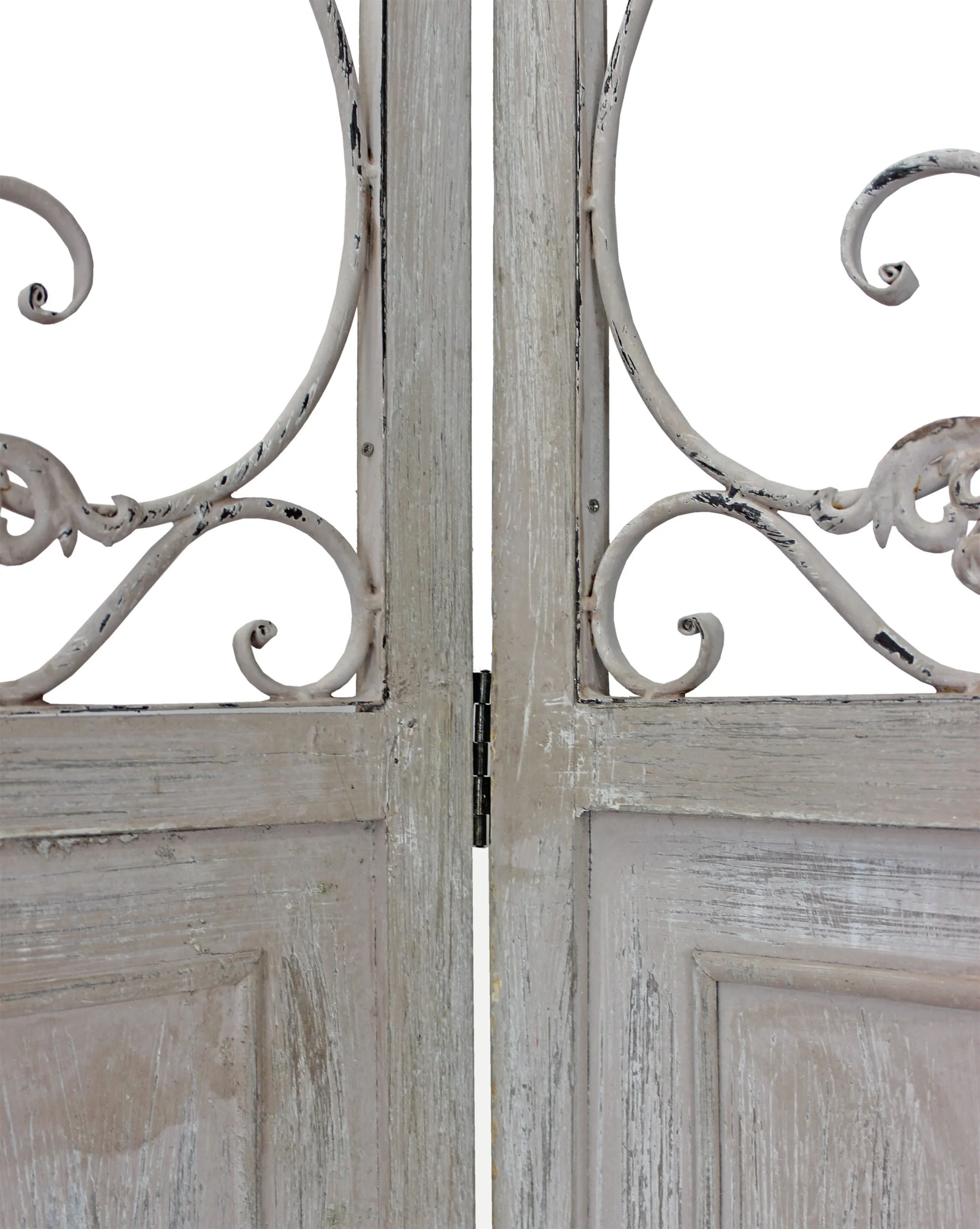 Romantic Whitewashed Scroll Three Panel Room Divider Screen By Homeroots - Image 6