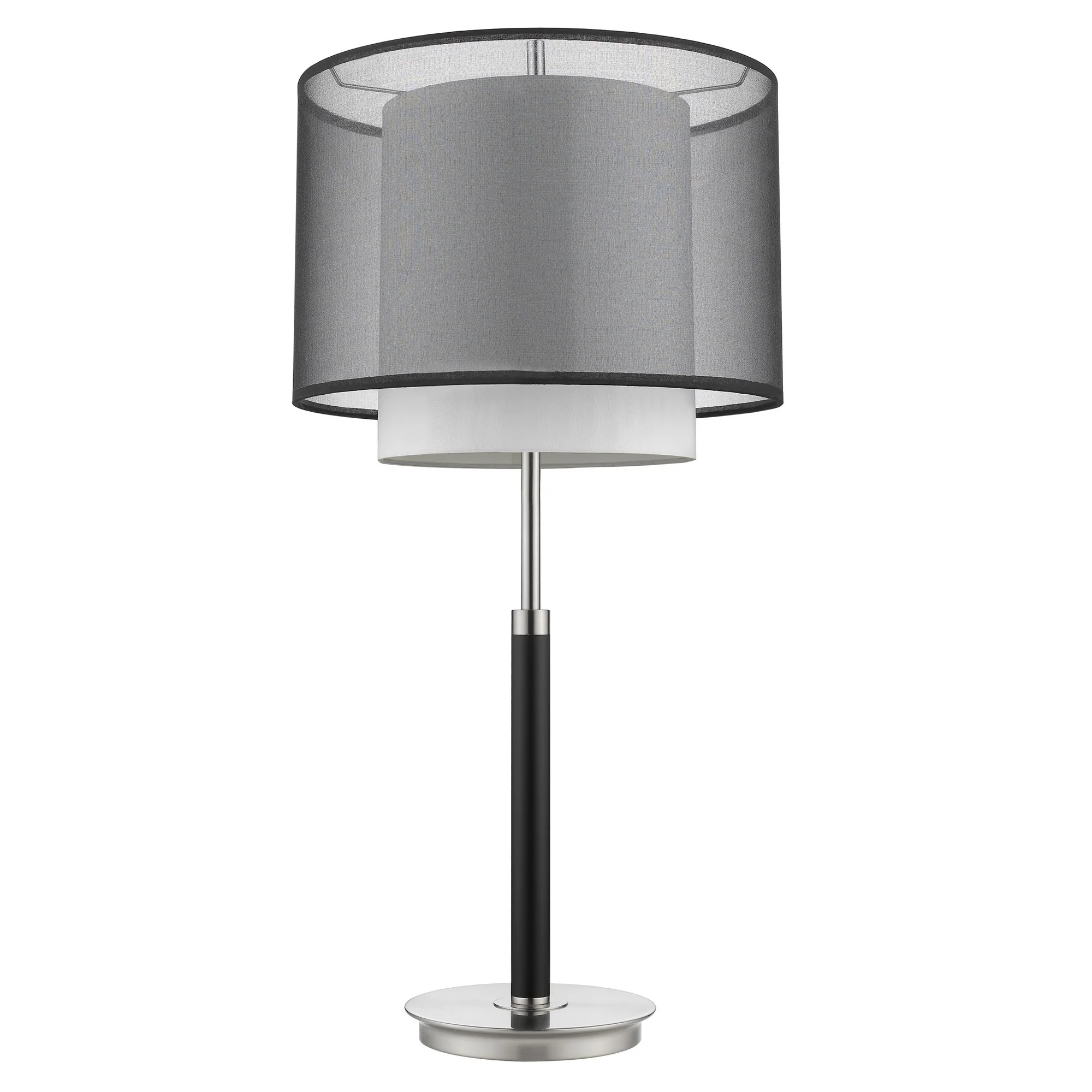 Roosevelt 1-Light Espresso And Brushed Nickel Table Lamp With Smoke Gray Shantung Two Tier Shade By Homeroots - Image 2