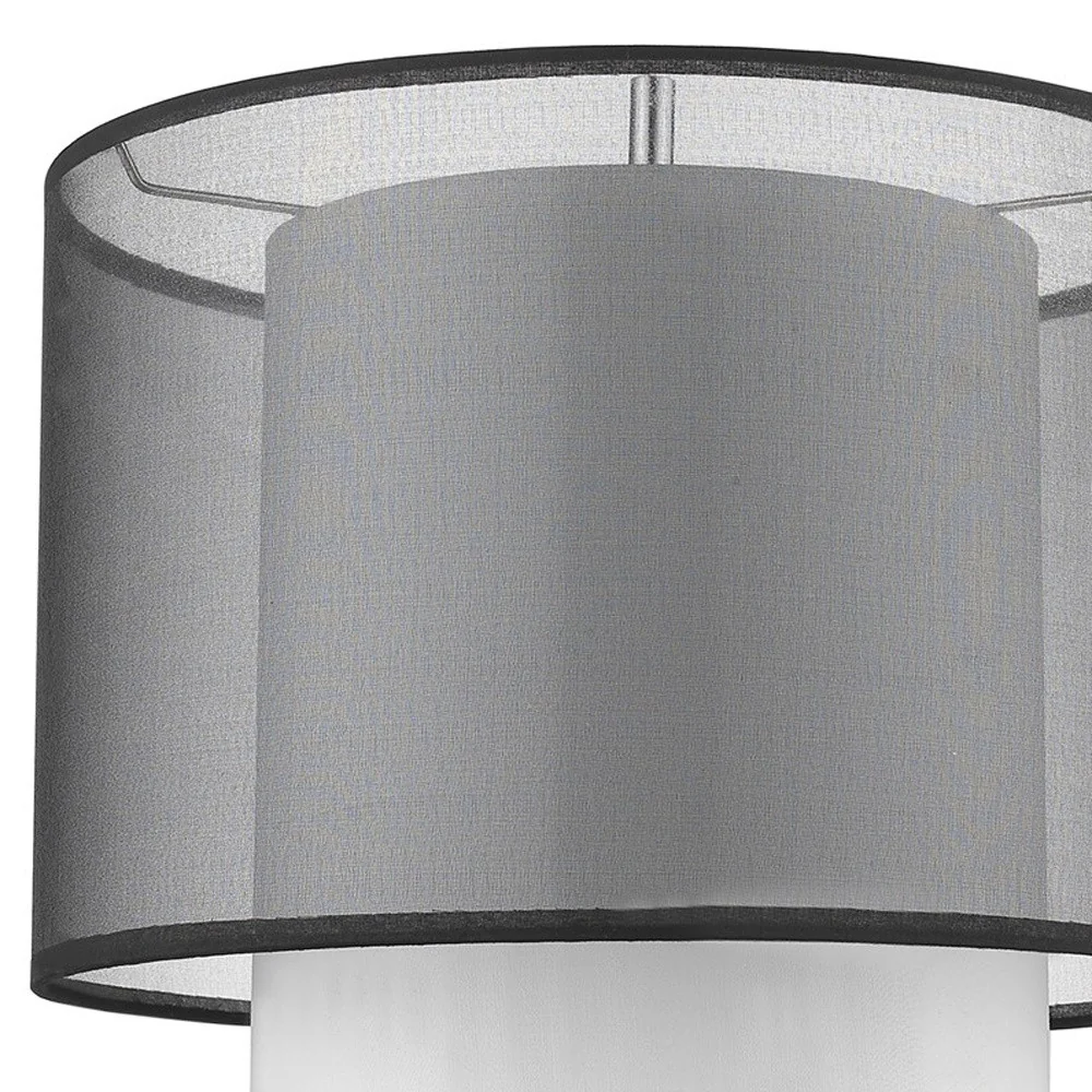 Roosevelt 1-Light Espresso And Brushed Nickel Table Lamp With Smoke Gray Shantung Two Tier Shade By Homeroots - Image 3