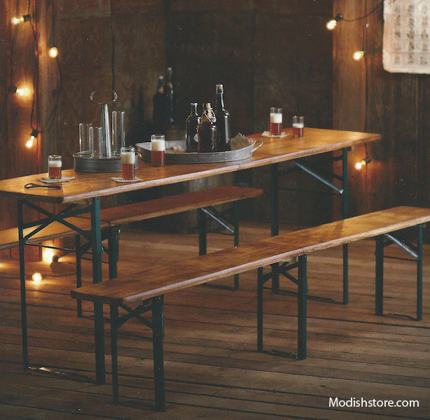 Roost Biergarten Folding Outdoor Table & Benches - Image 2