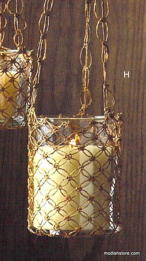Roost Macrame Hanging Glass Candle Holders - Set Of 2 - Image 3