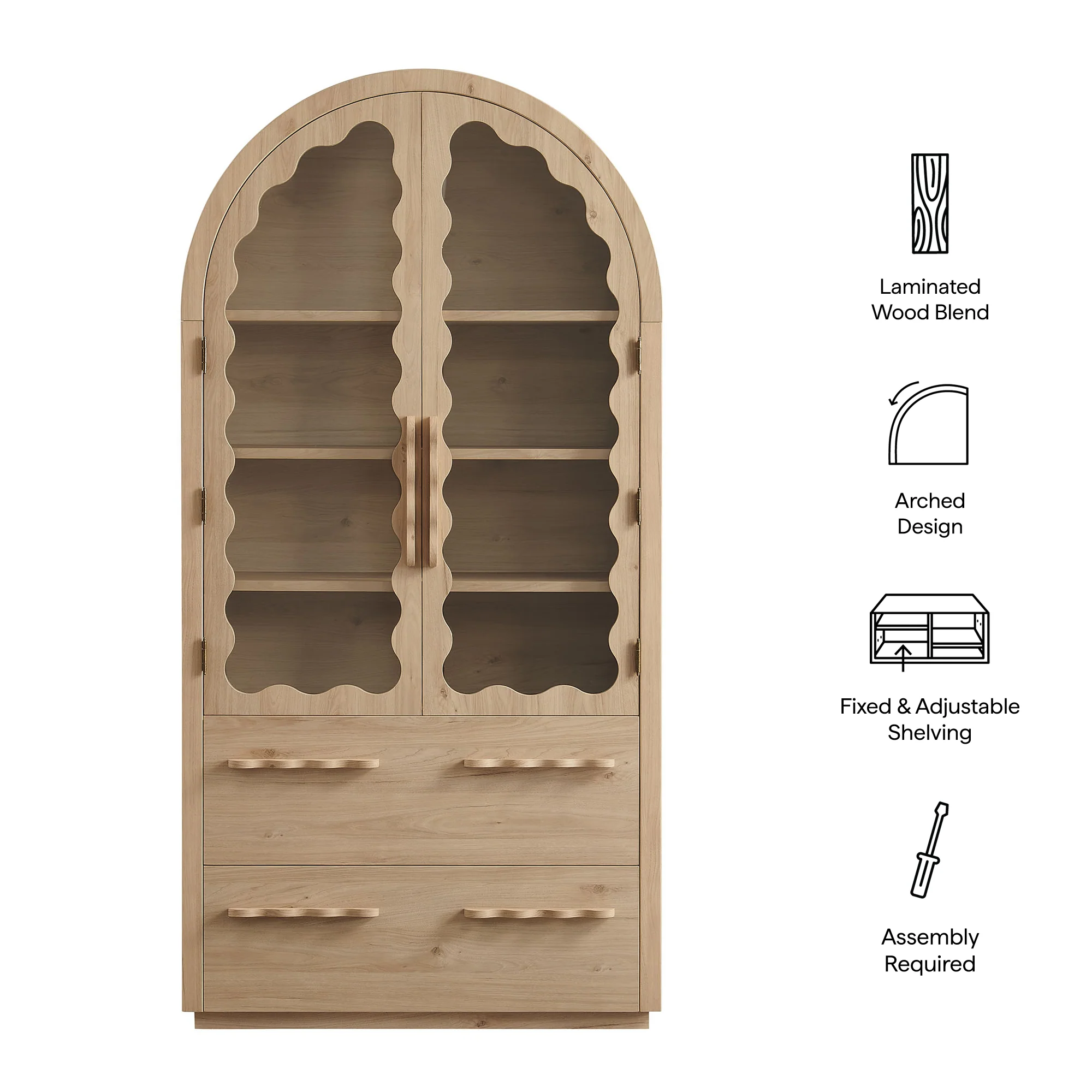 Rory 76 Inch Arched Kitchen Pantry Display Cabinet by Modway - Image 11