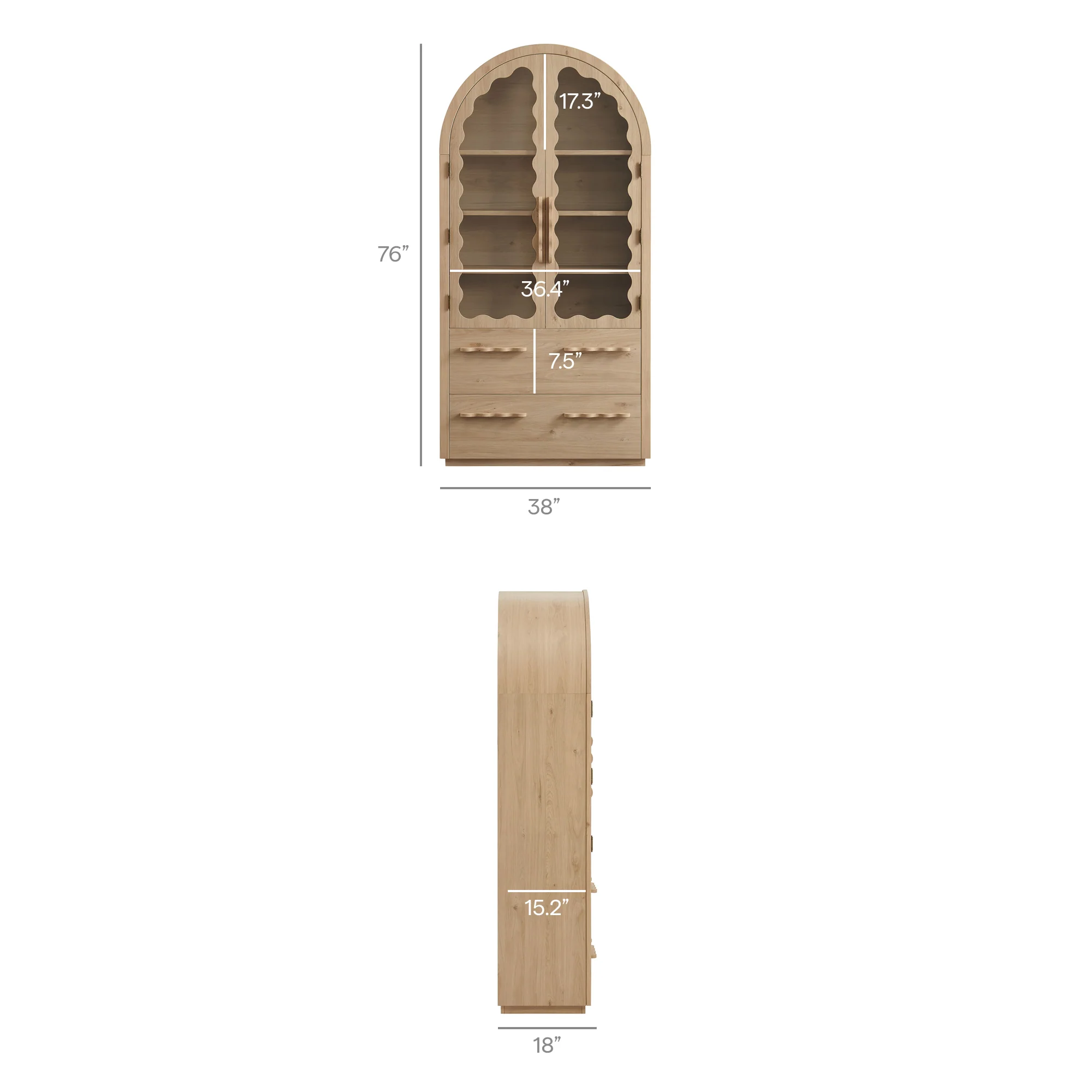 Rory 76 Inch Arched Kitchen Pantry Display Cabinet by Modway - Image 12