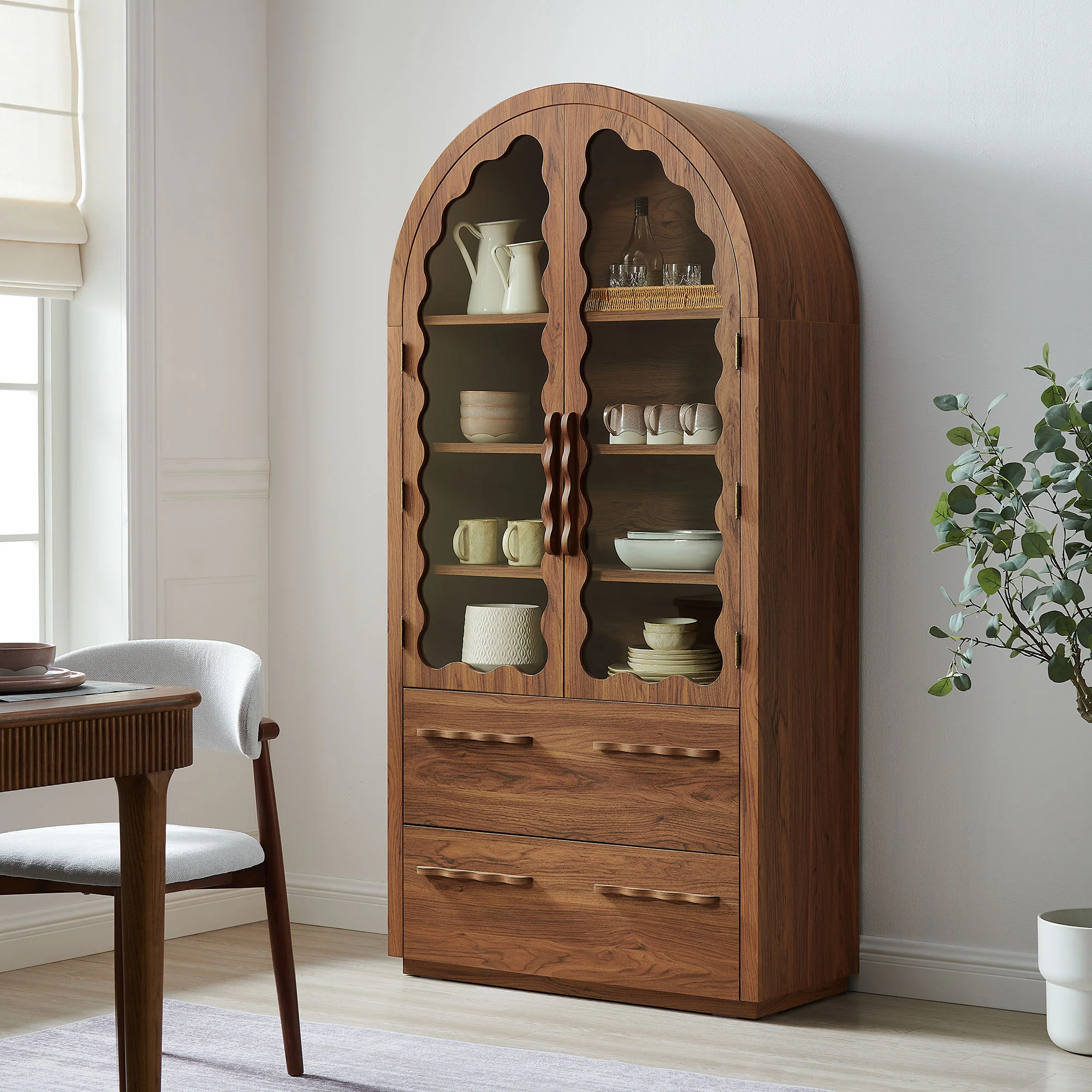 Rory 76 Inch Arched Kitchen Pantry Display Cabinet by Modway - Image 21