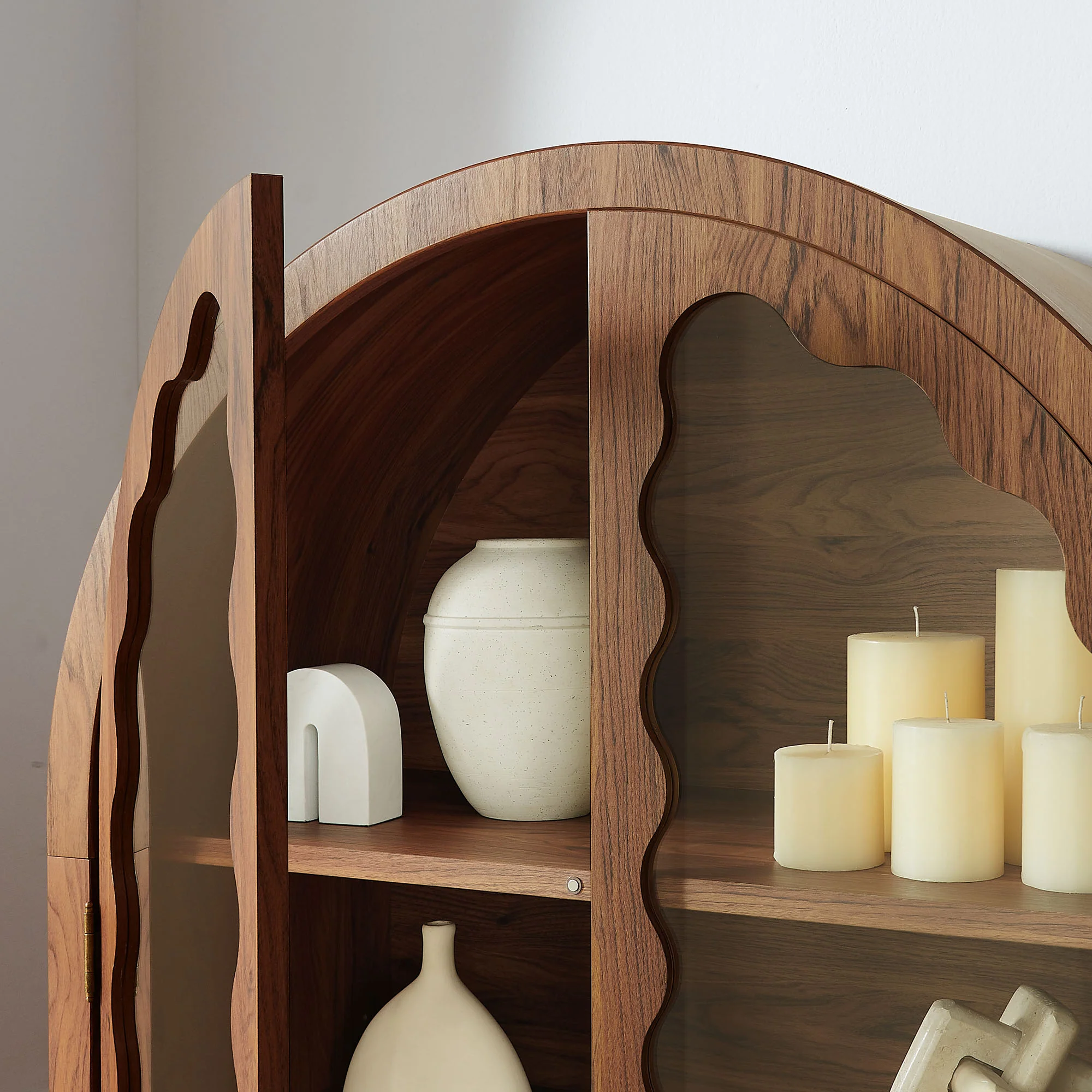 Rory 76 Inch Arched Kitchen Pantry Display Cabinet by Modway - Image 22