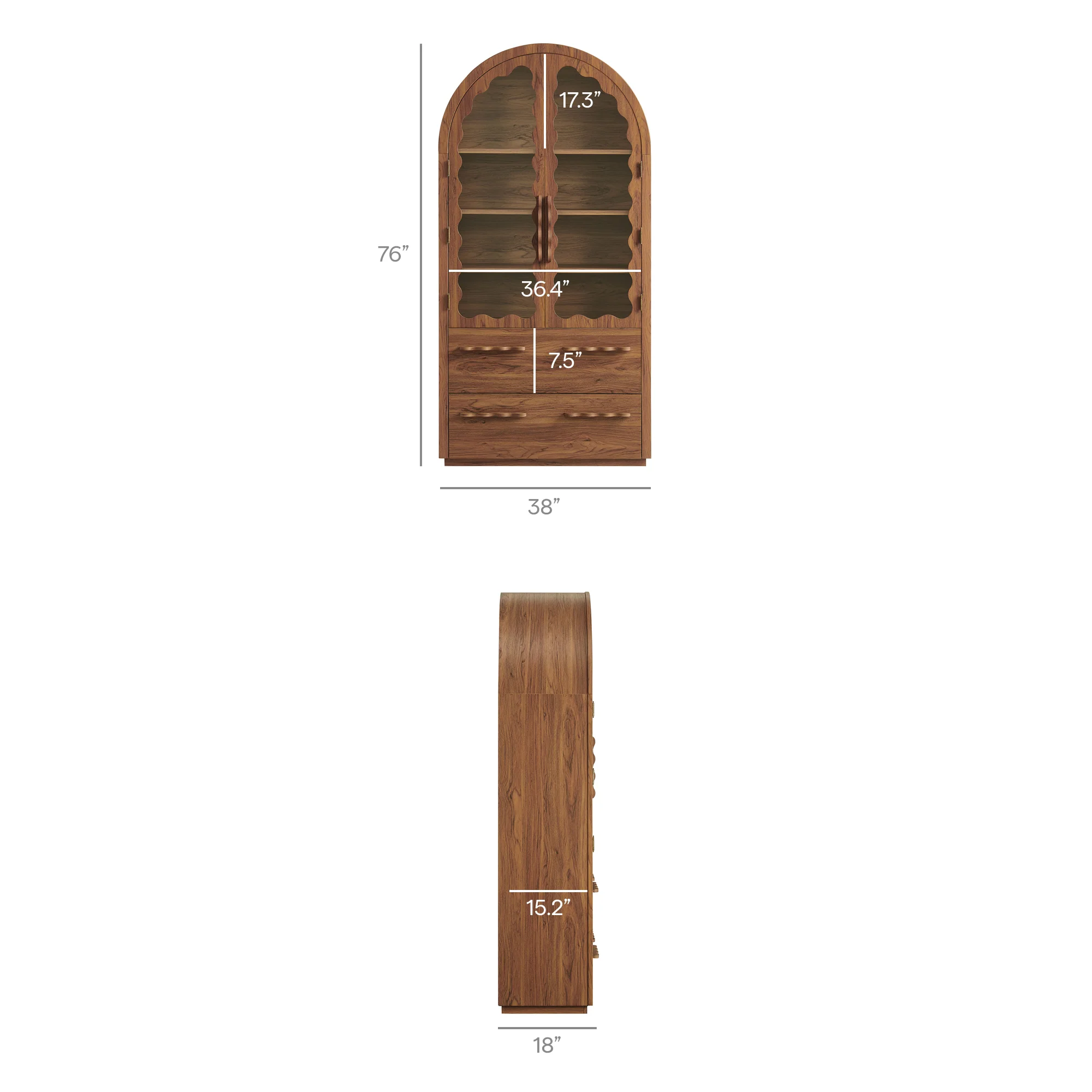 Rory 76 Inch Arched Kitchen Pantry Display Cabinet by Modway - Image 24