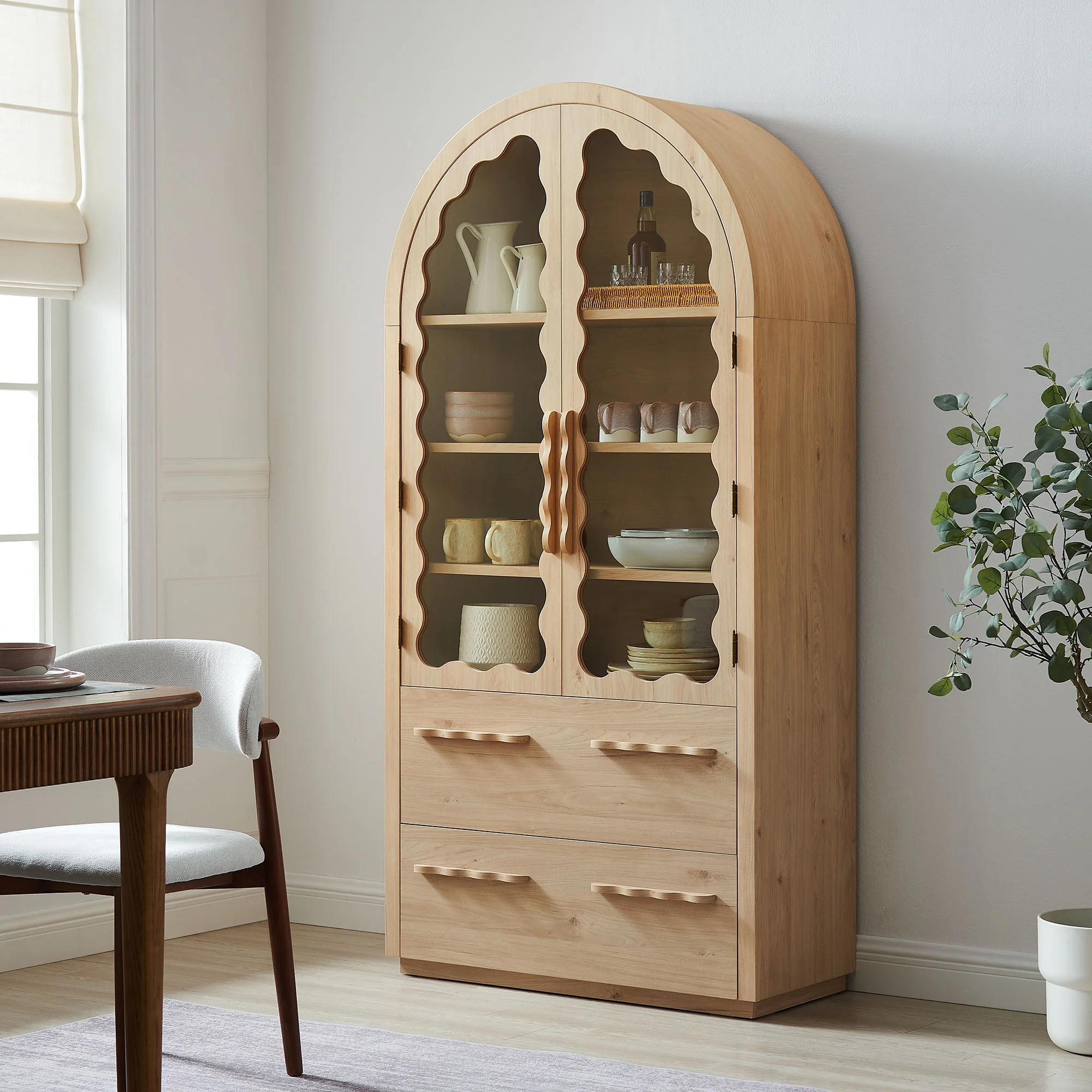Rory 76 Inch Arched Kitchen Pantry Display Cabinet by Modway - Image 9