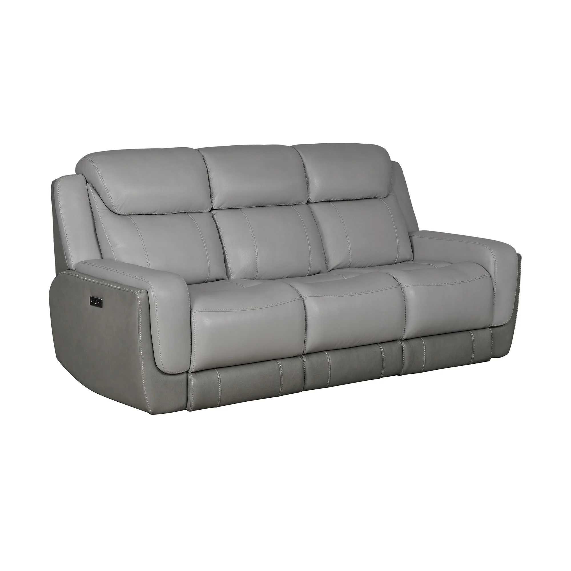Rosalyn 87" Zero Gravity Power Reclining Sofa with Dropdown Console in Silver and Gray Leather By Armen Living - Image 3