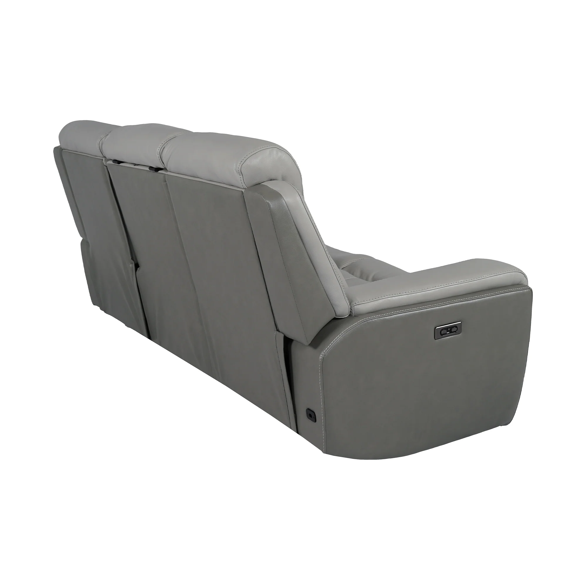 Rosalyn 87" Zero Gravity Power Reclining Sofa with Dropdown Console in Silver and Gray Leather By Armen Living - Image 6
