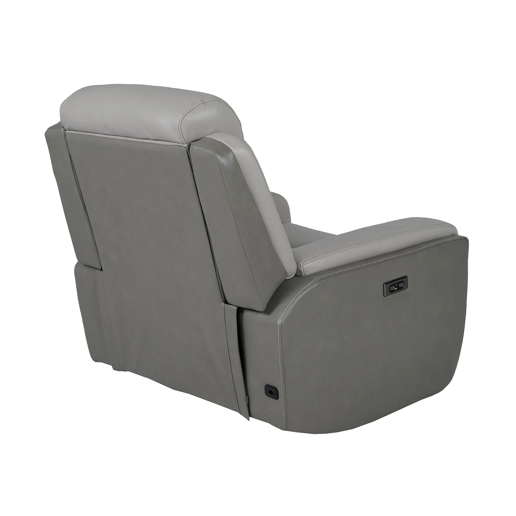 Rosalyn Zero Gravity Power Recliner in Silver and Gray Leather with Power Headrest By Armen Living - Image 11