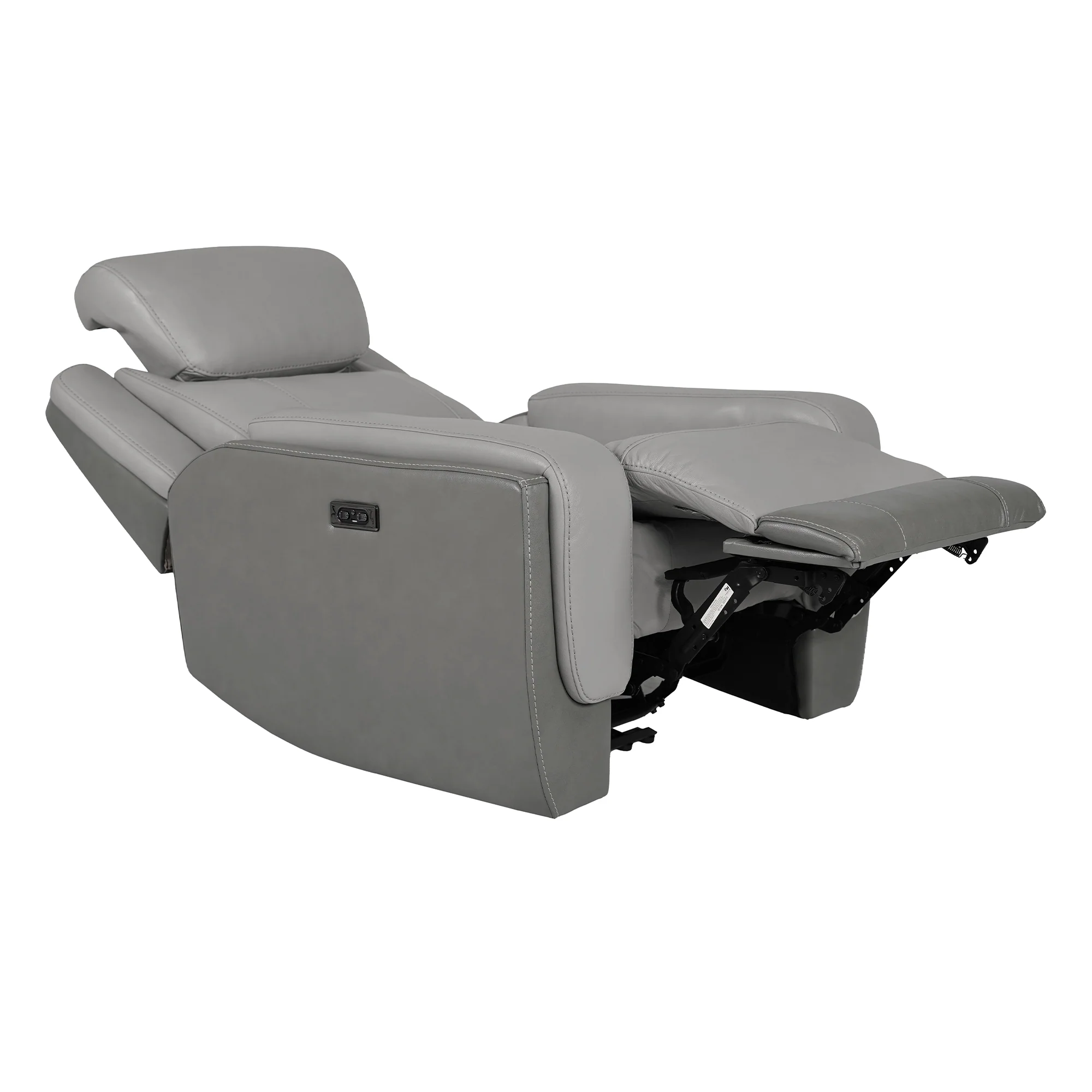 Rosalyn Zero Gravity Power Recliner in Silver and Gray Leather with Power Headrest By Armen Living - Image 5