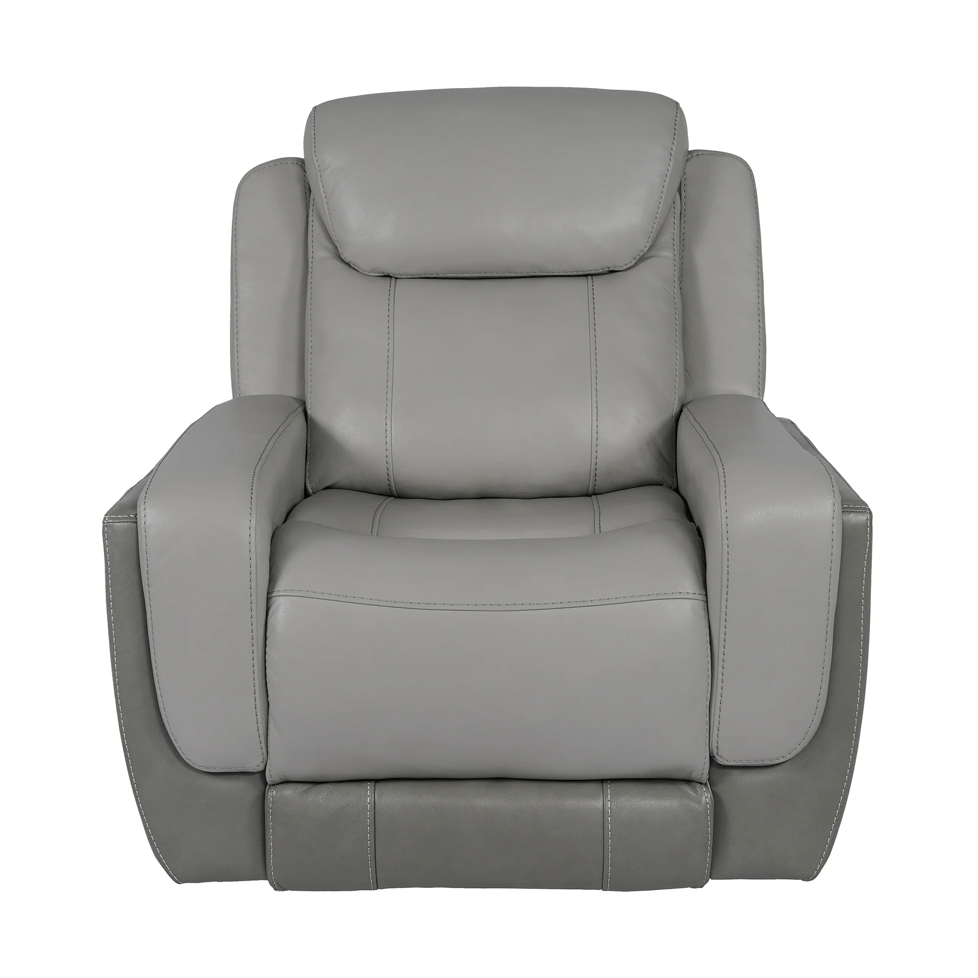 Rosalyn Zero Gravity Power Recliner in Silver and Gray Leather with Power Headrest By Armen Living - Image 6