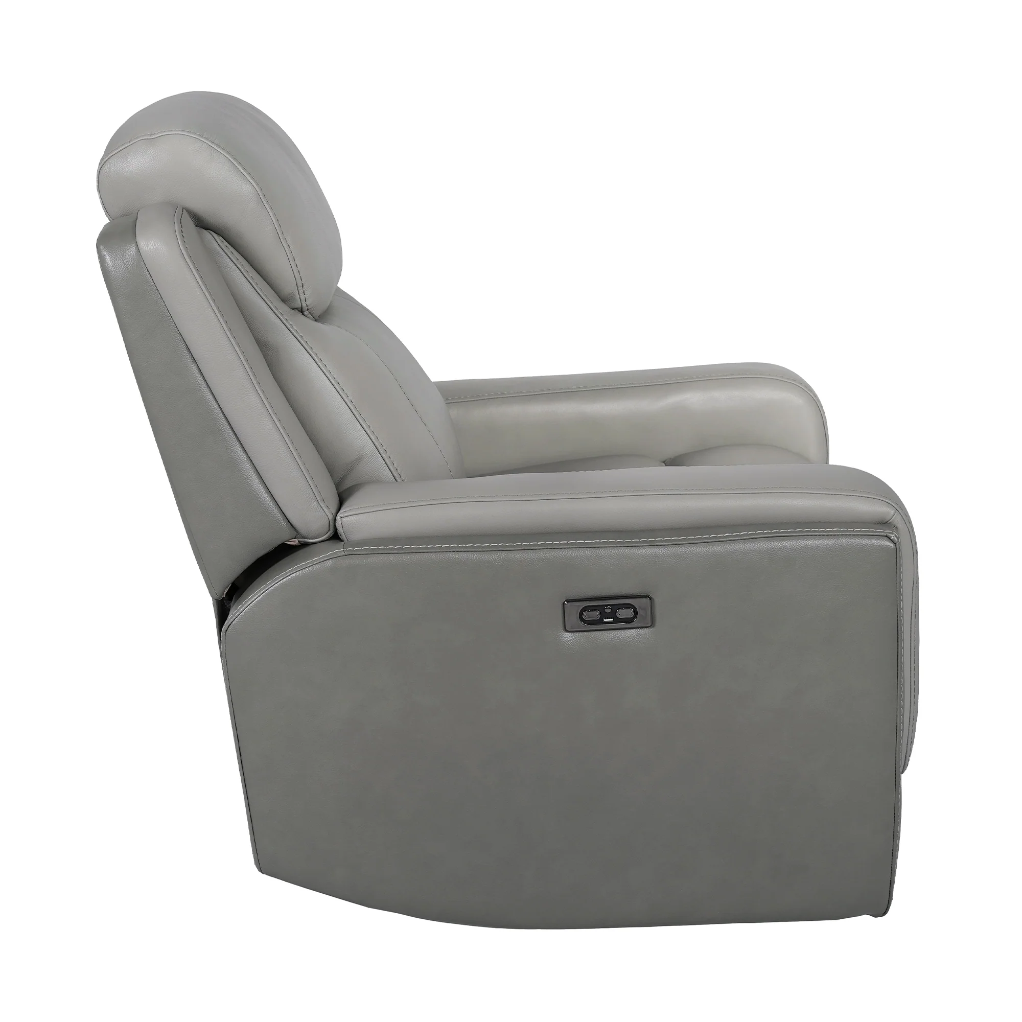 Rosalyn Zero Gravity Power Recliner in Silver and Gray Leather with Power Headrest By Armen Living - Image 7