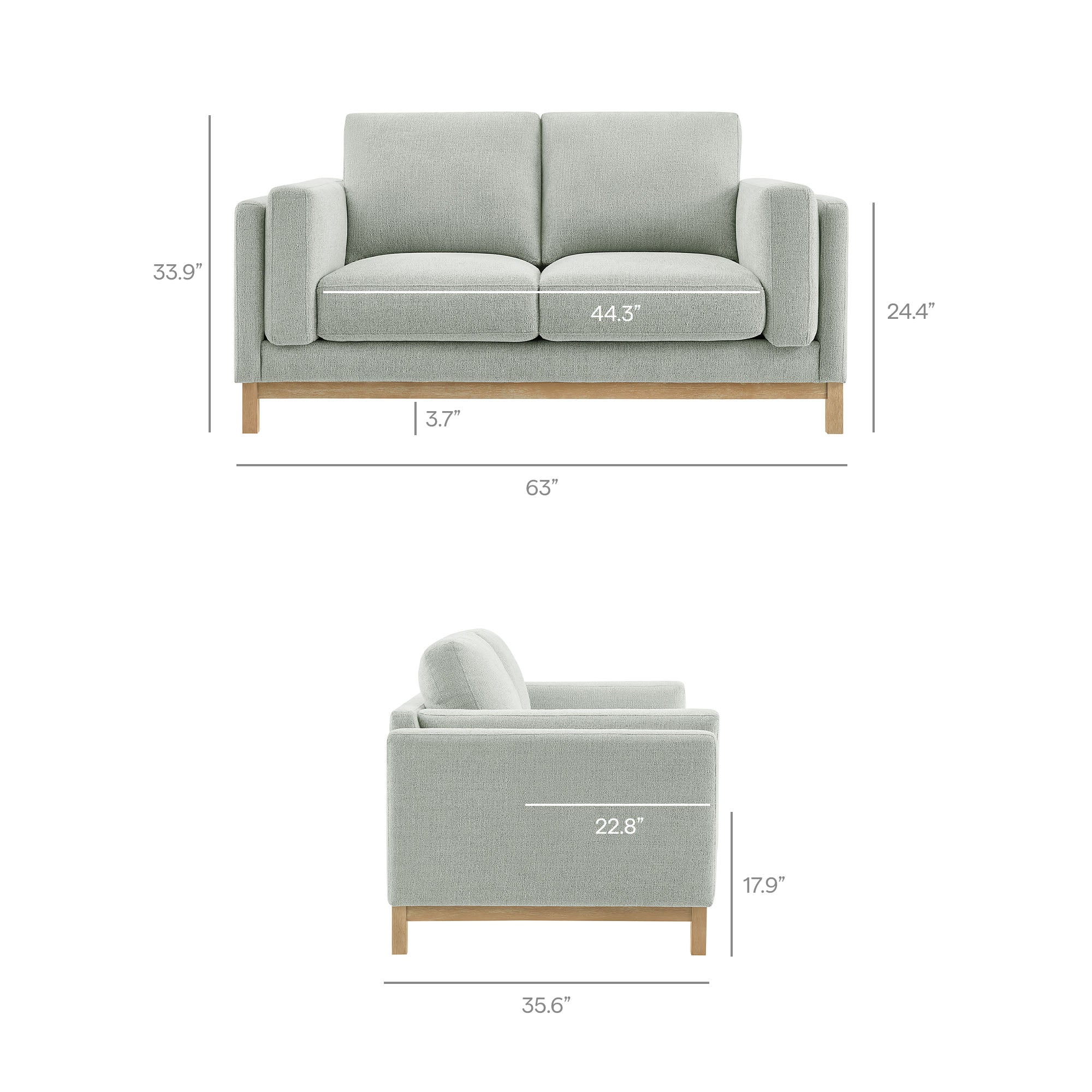 Roscoe 63 inch Fabric Loveseat by Modway - Image 19