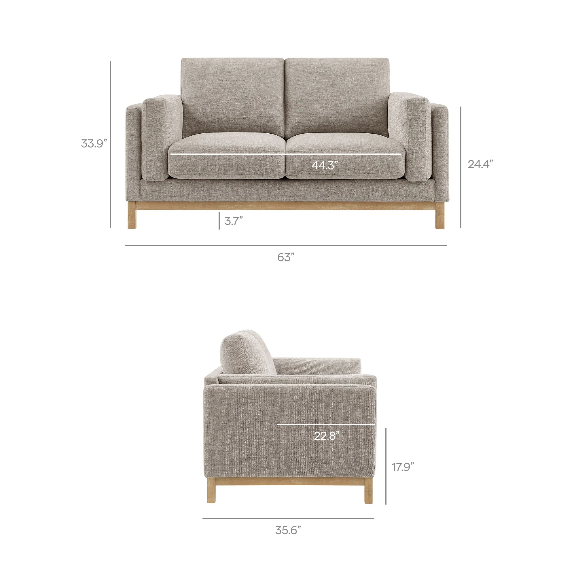 Roscoe 63 inch Fabric Loveseat by Modway - Image 29