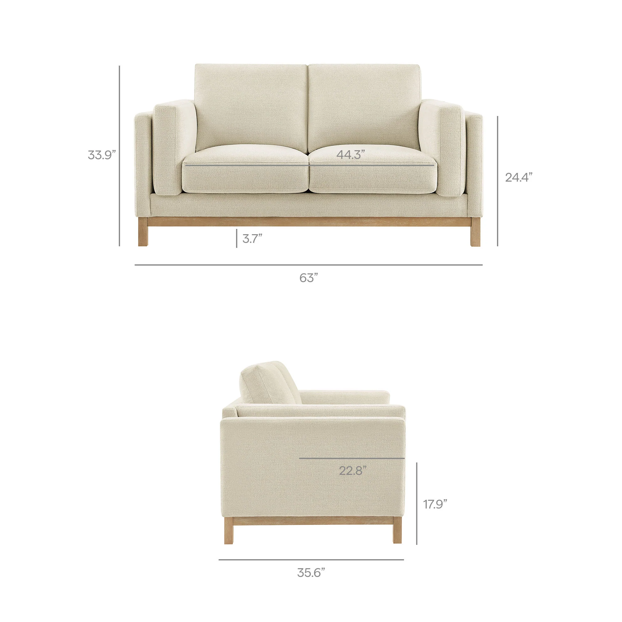 Roscoe 63 inch Fabric Loveseat by Modway - Image 9