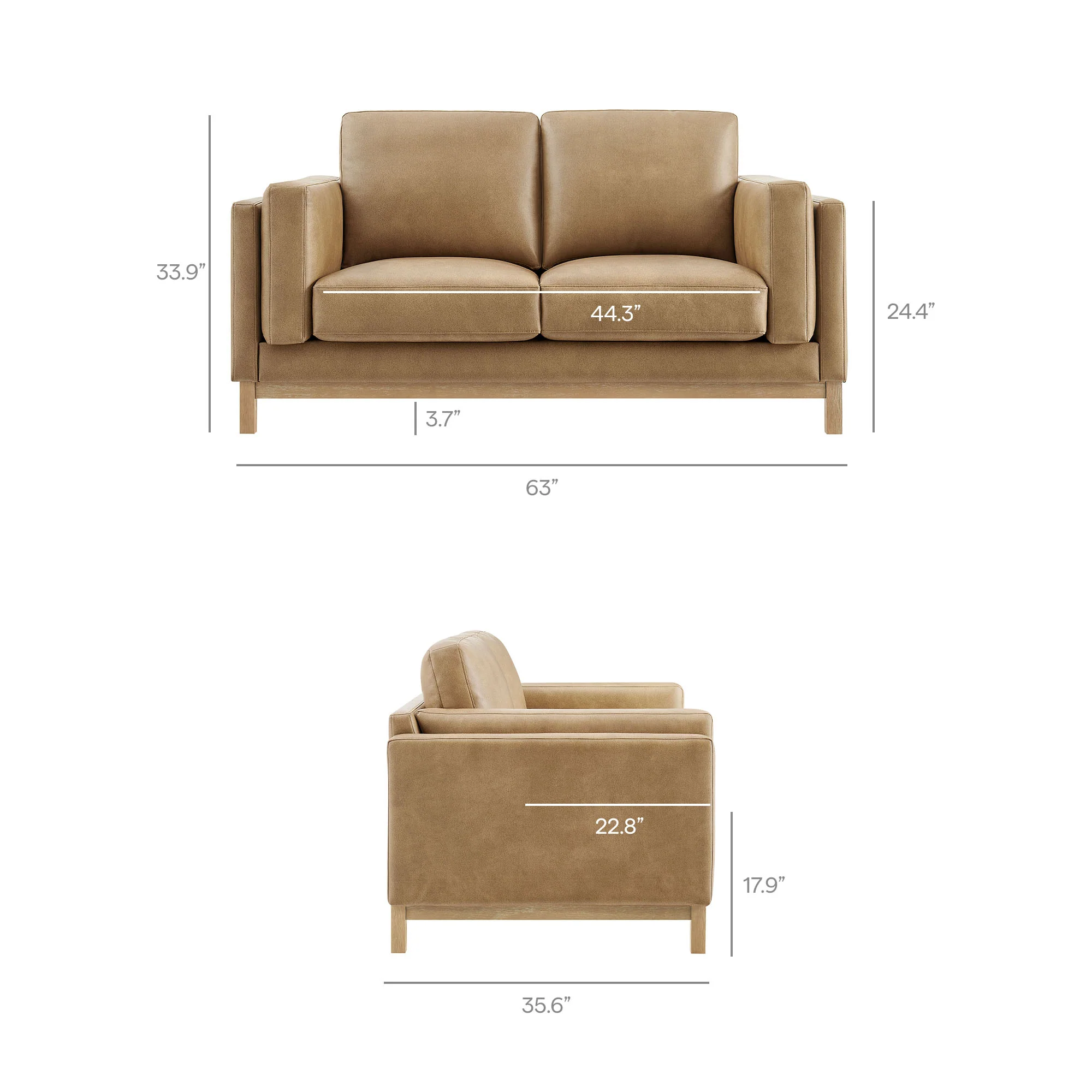 Roscoe 63 inch Vegan Leather Loveseat by Modway - Image 19