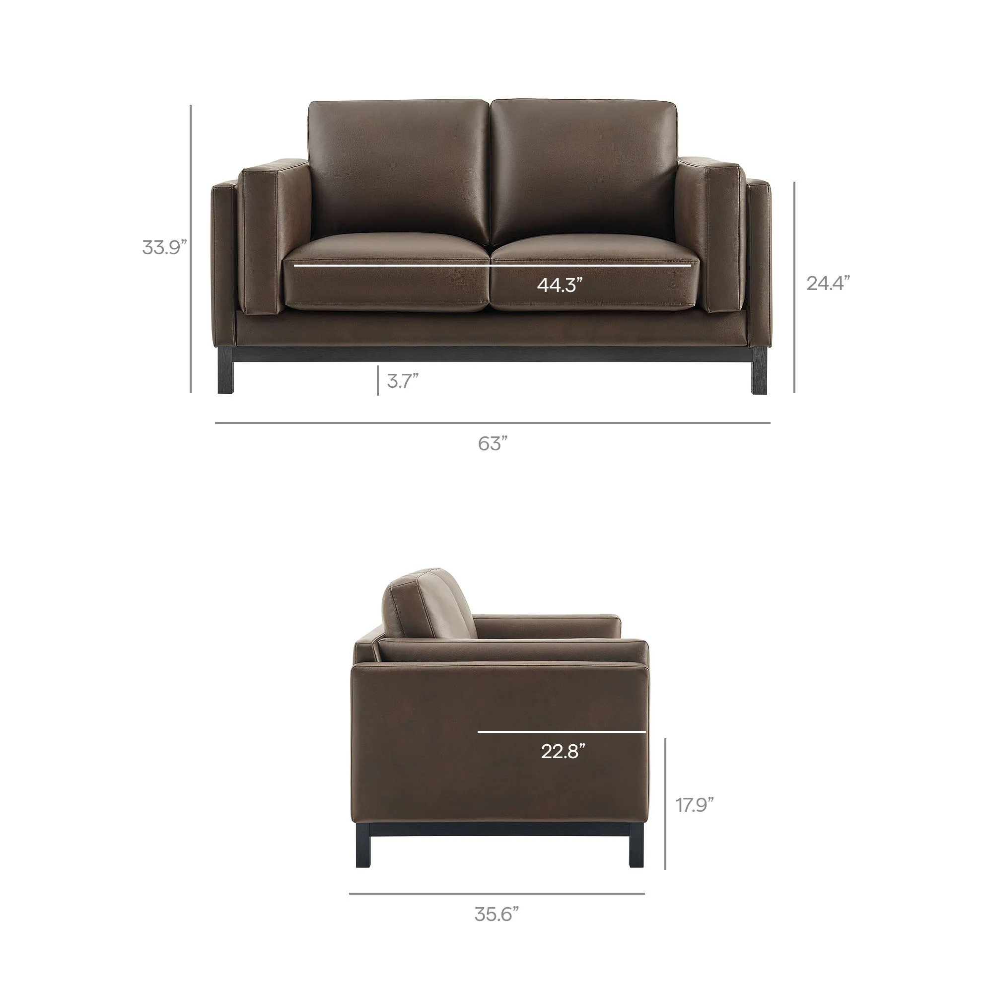 Roscoe 63 inch Vegan Leather Loveseat by Modway - Image 9