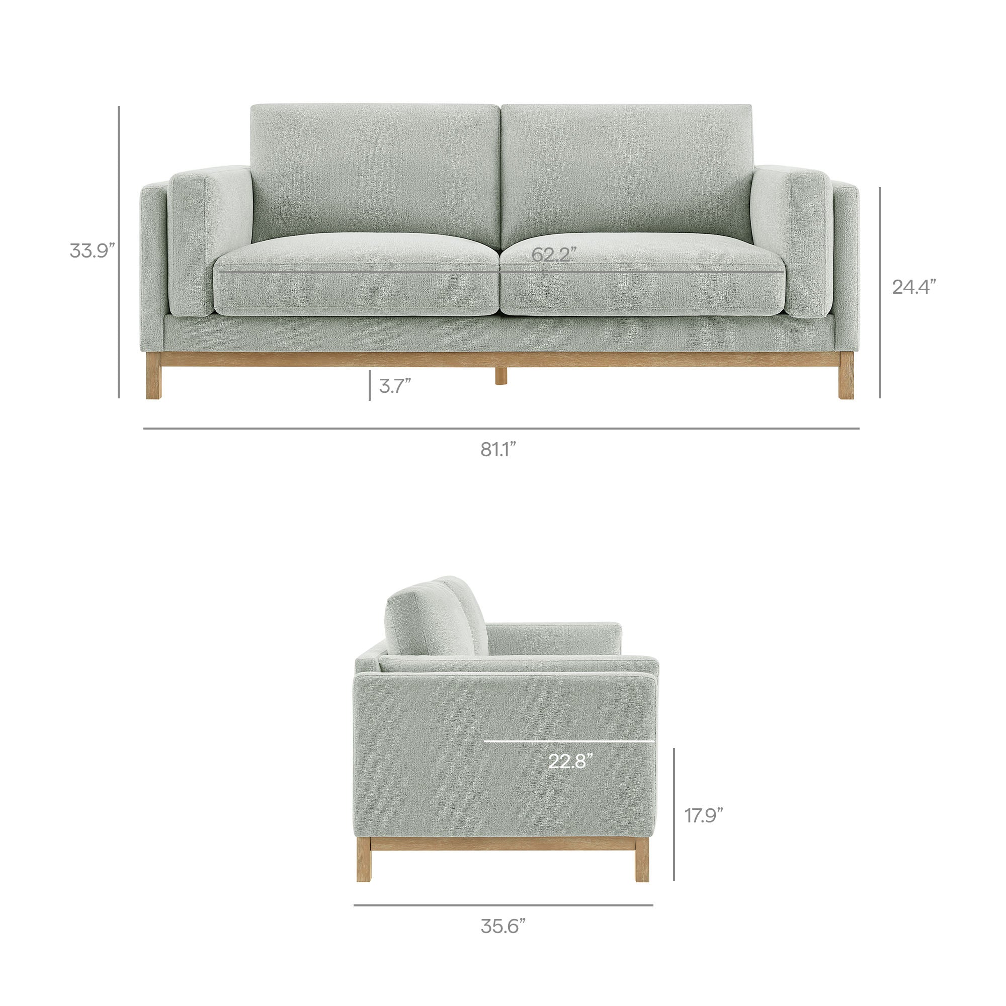 Roscoe 81 inch Fabric Sofa by Modway - Image 19