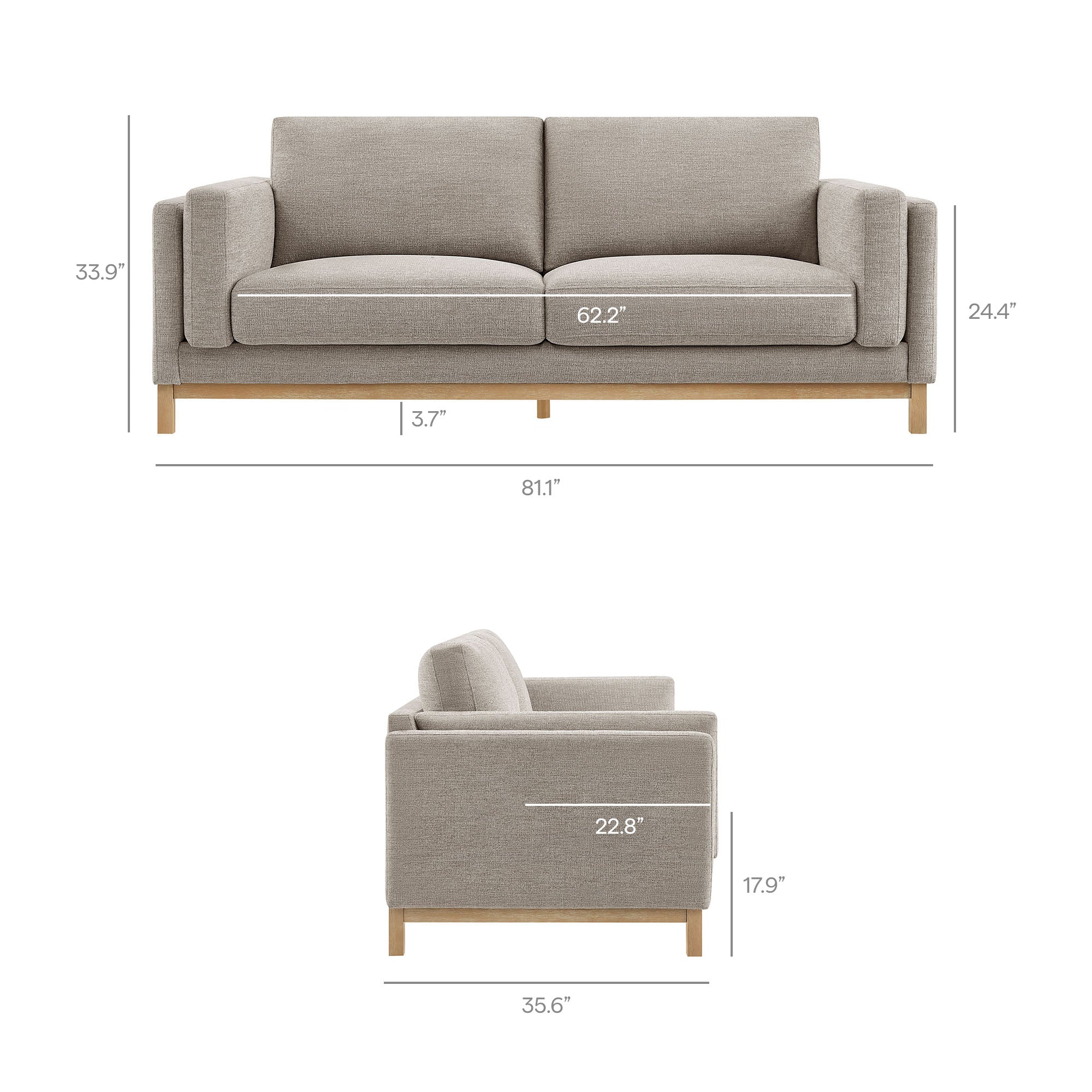 Roscoe 81 inch Fabric Sofa by Modway - Image 29