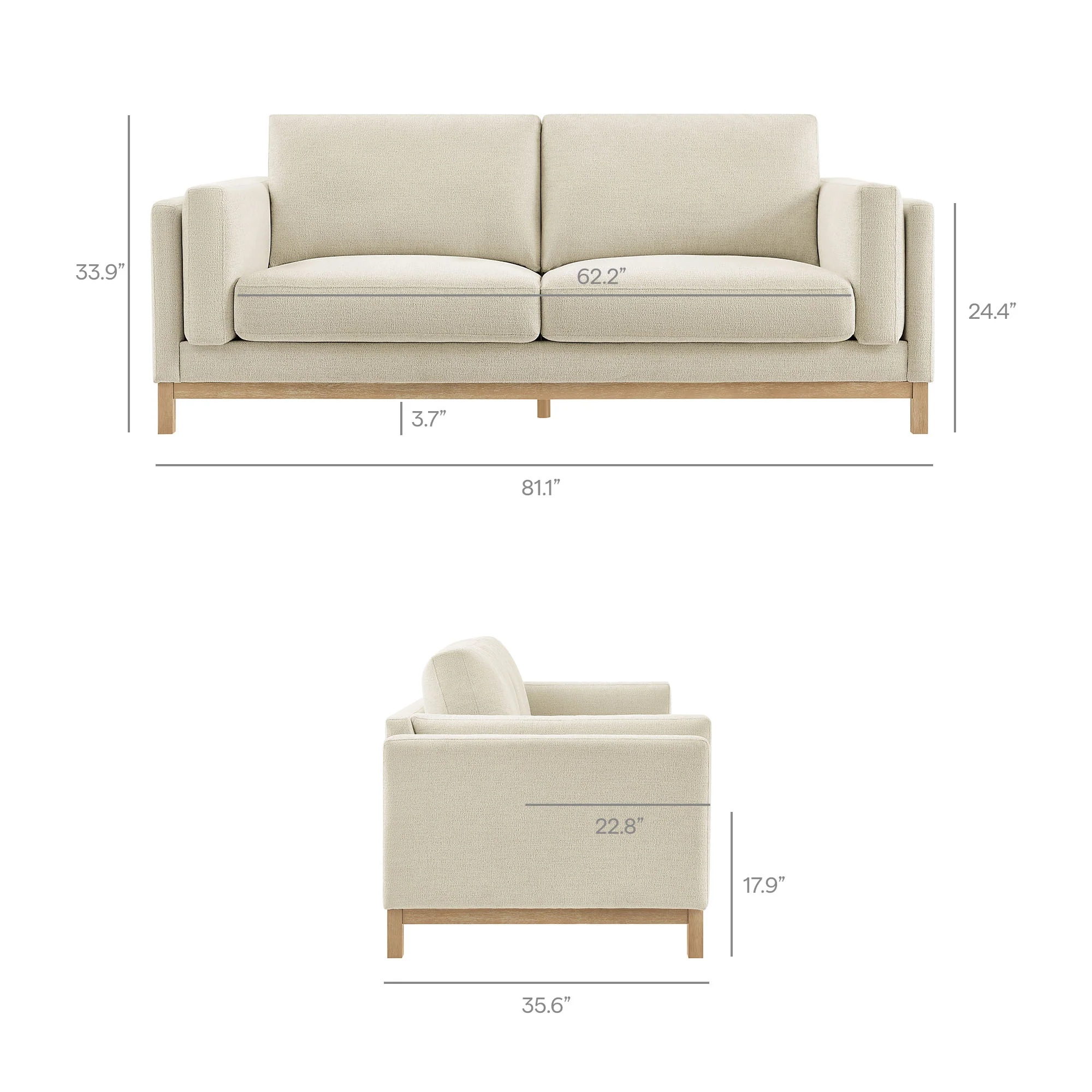 Roscoe 81 inch Fabric Sofa by Modway - Image 9