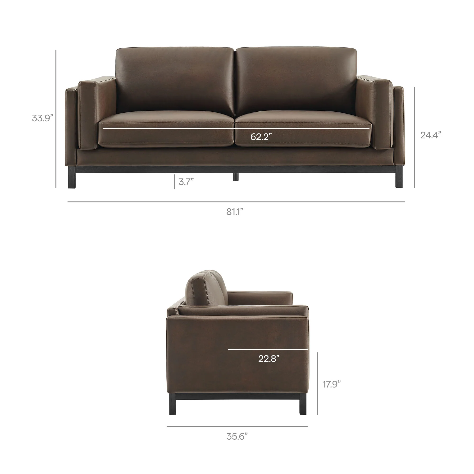Roscoe 81 inch Vegan Leather Sofa by Modway - Image 9
