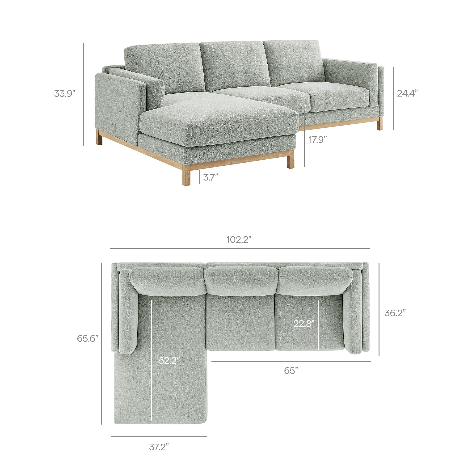 Roscoe Left-Facing Fabric Sectional Sofa with Chaise by Modway - Image 13
