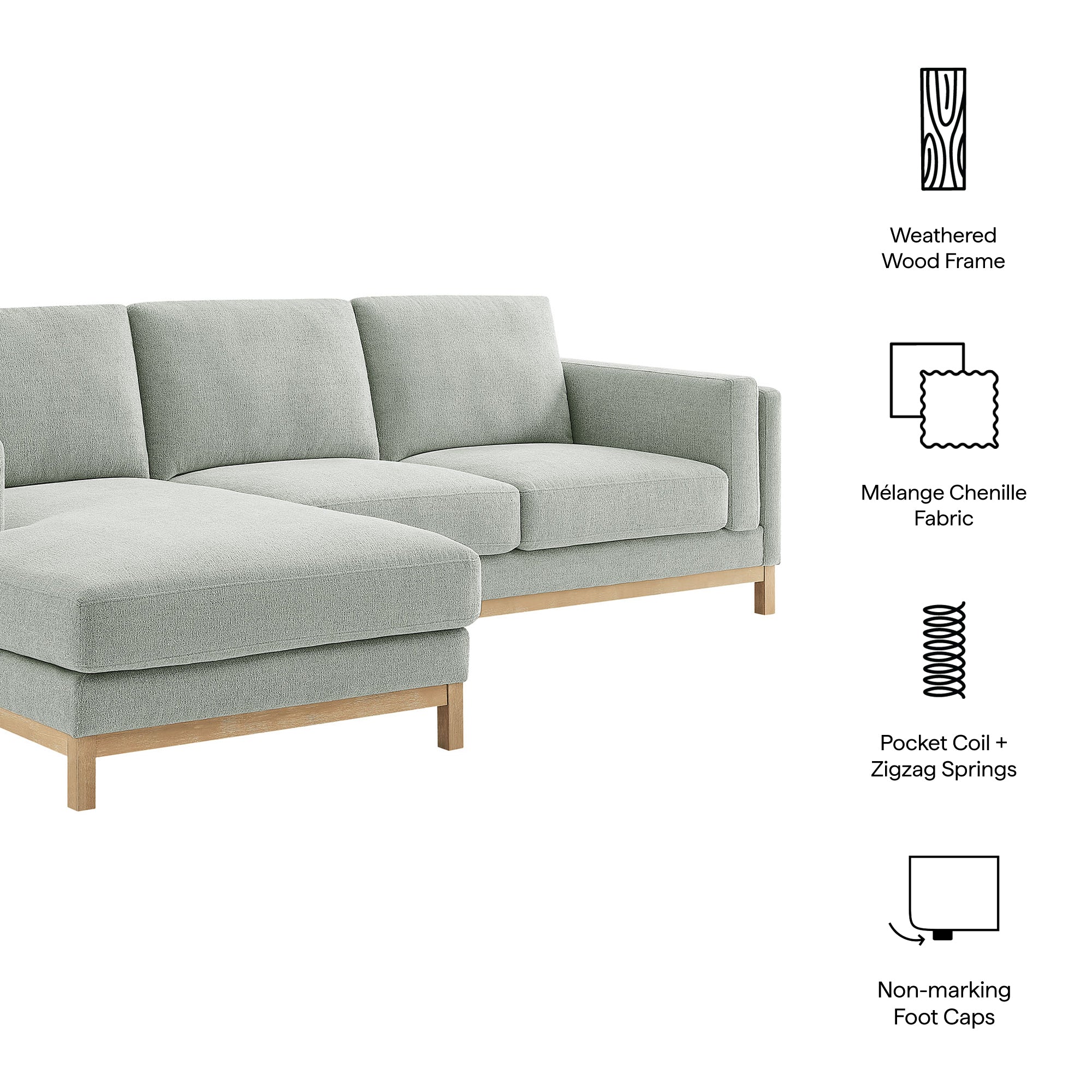 Roscoe Left-Facing Fabric Sectional Sofa with Chaise by Modway - Image 14