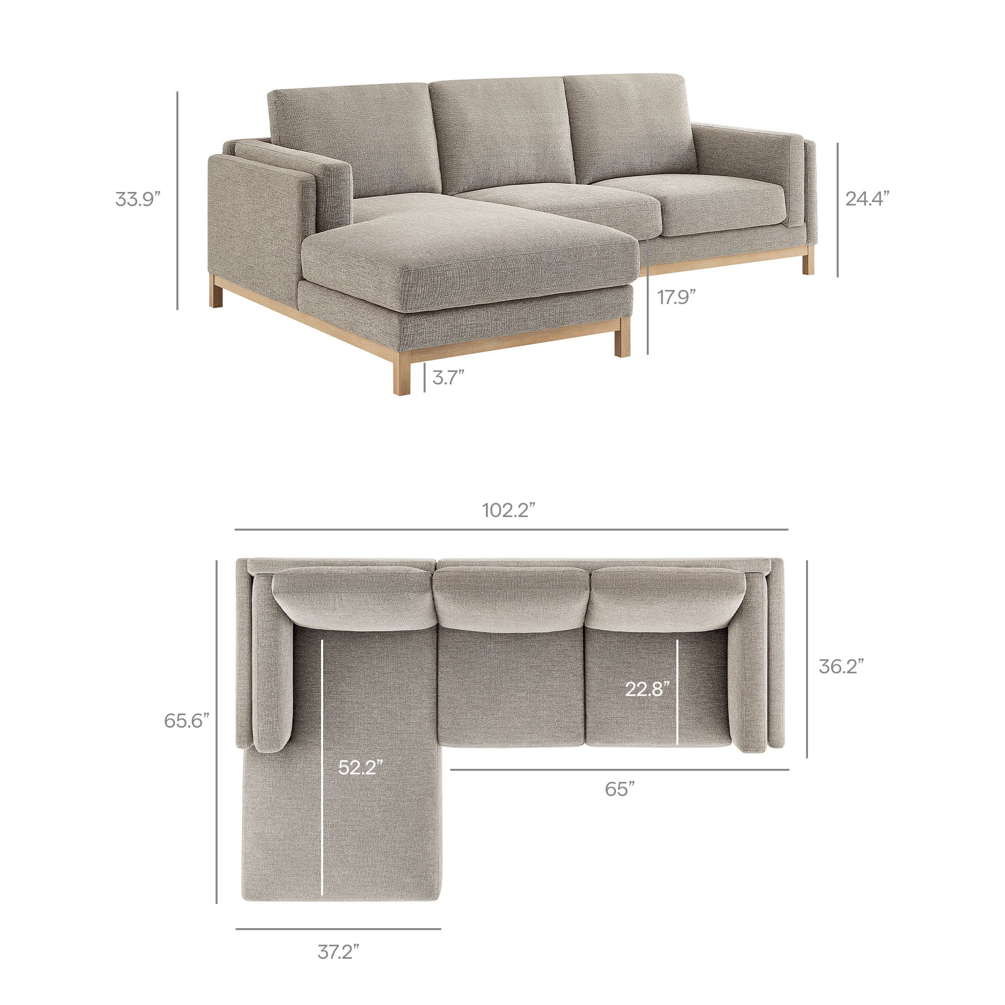 Roscoe Left-Facing Fabric Sectional Sofa with Chaise by Modway - Image 20