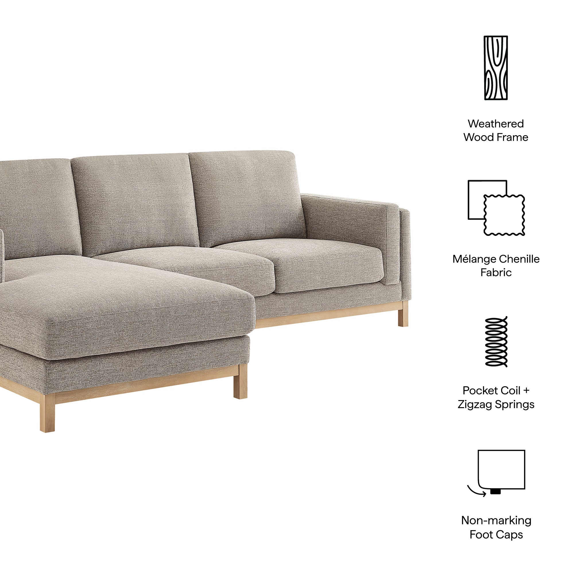 Roscoe Left-Facing Fabric Sectional Sofa with Chaise by Modway - Image 21