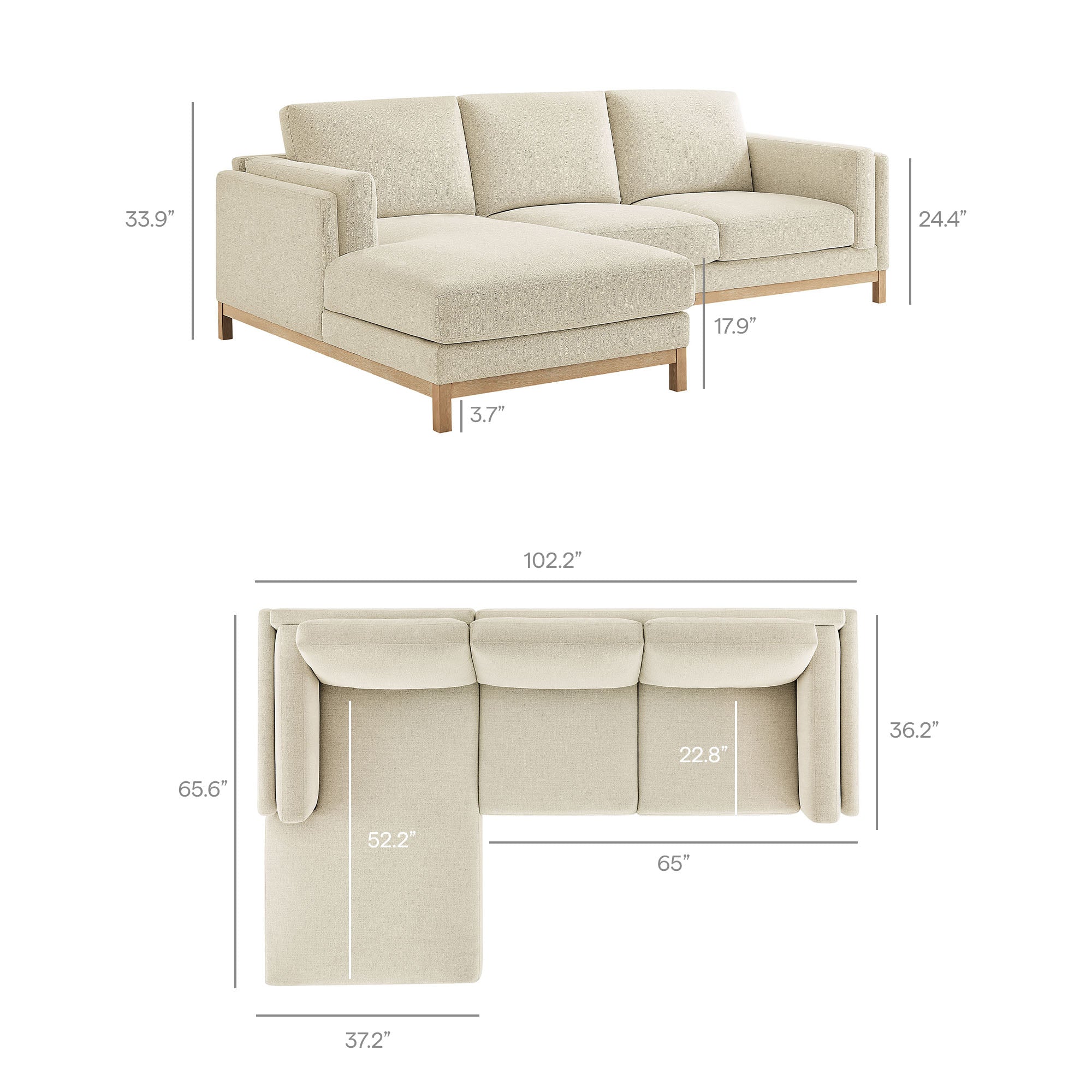 Roscoe Left-Facing Fabric Sectional Sofa with Chaise by Modway - Image 6