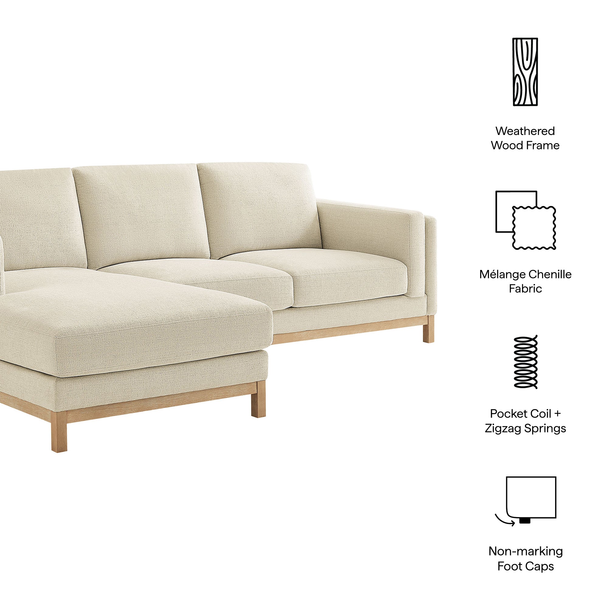Roscoe Left-Facing Fabric Sectional Sofa with Chaise by Modway - Image 7