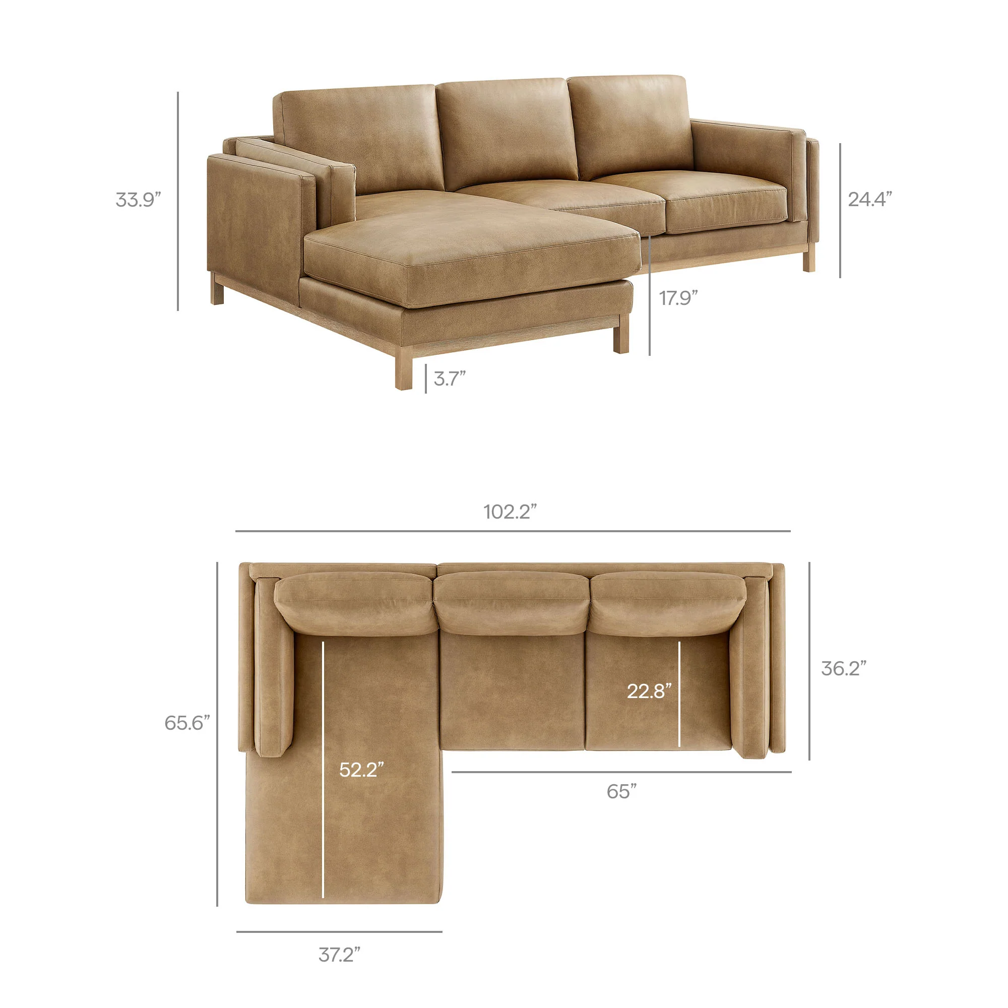 Roscoe Left-Facing Vegan Leather Sectional Sofa with Chaise by Modway - Image 13
