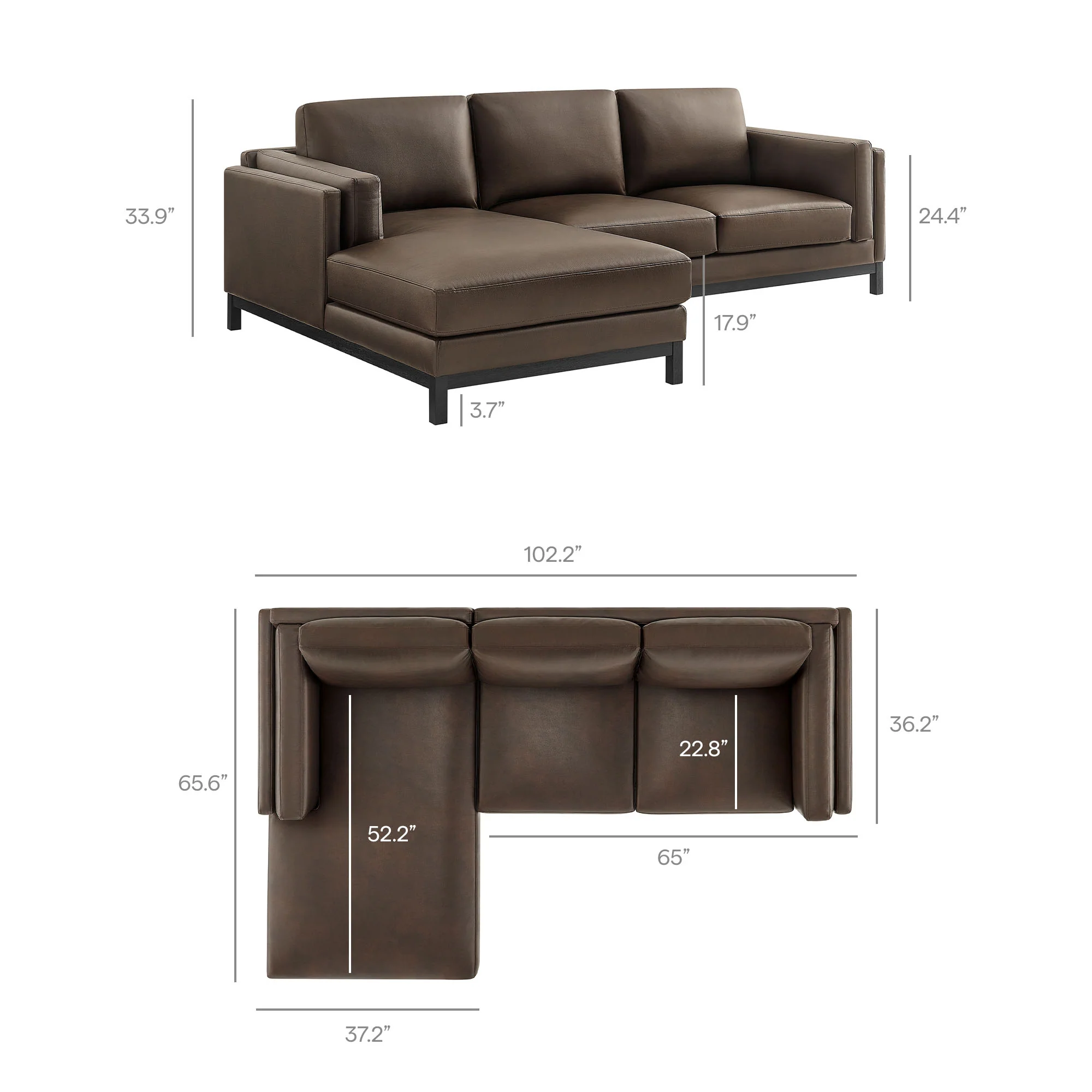 Roscoe Left-Facing Vegan Leather Sectional Sofa with Chaise by Modway - Image 6