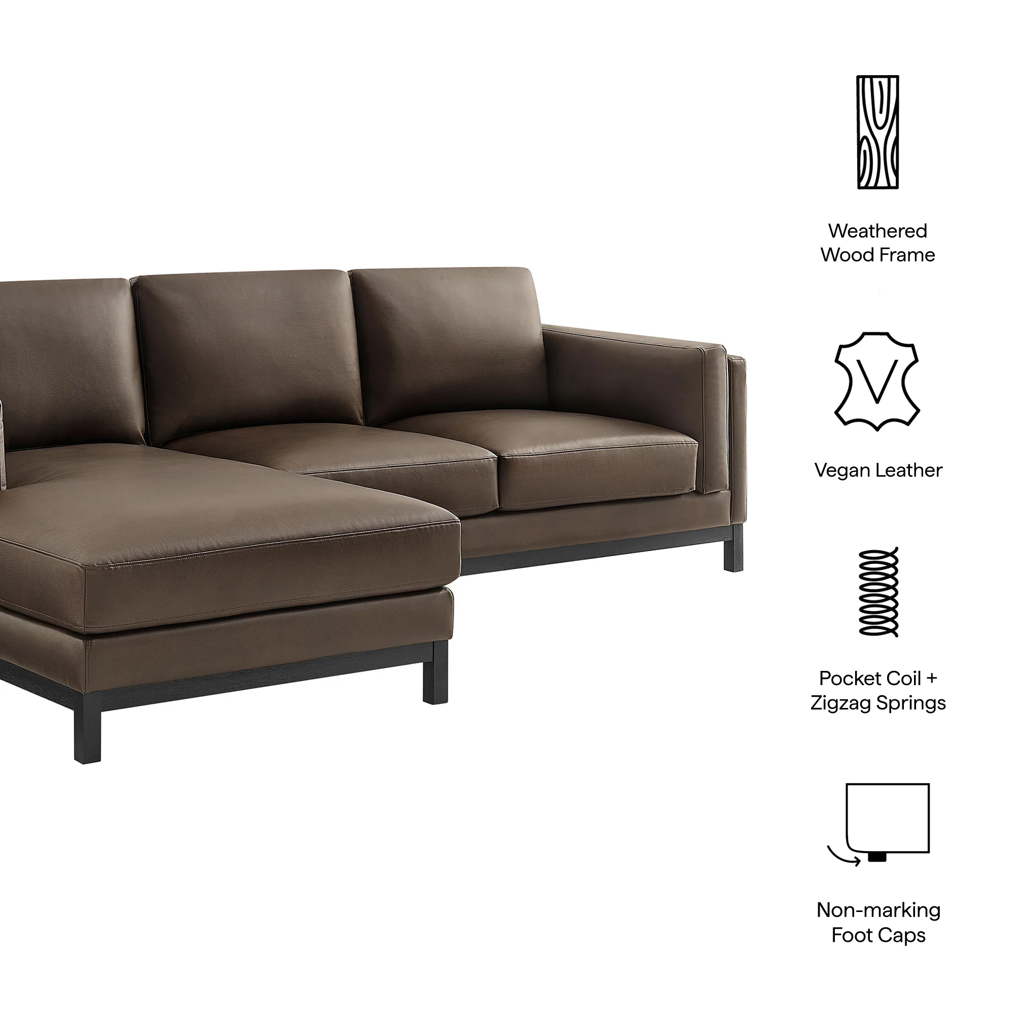 Roscoe Left-Facing Vegan Leather Sectional Sofa with Chaise by Modway - Image 7