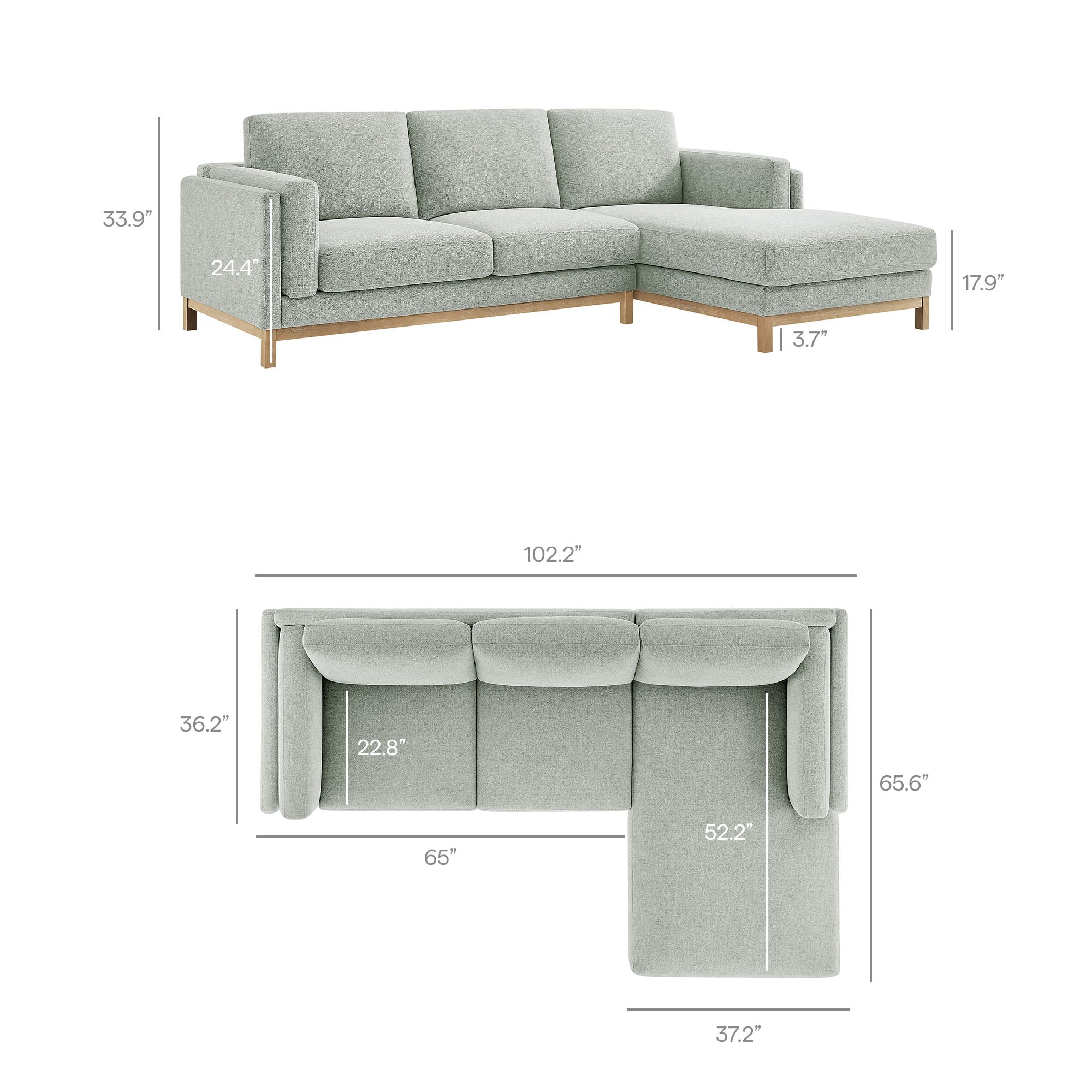 Roscoe Right-Facing Fabric Sectional Sofa with Chaise by Modway - Image 13