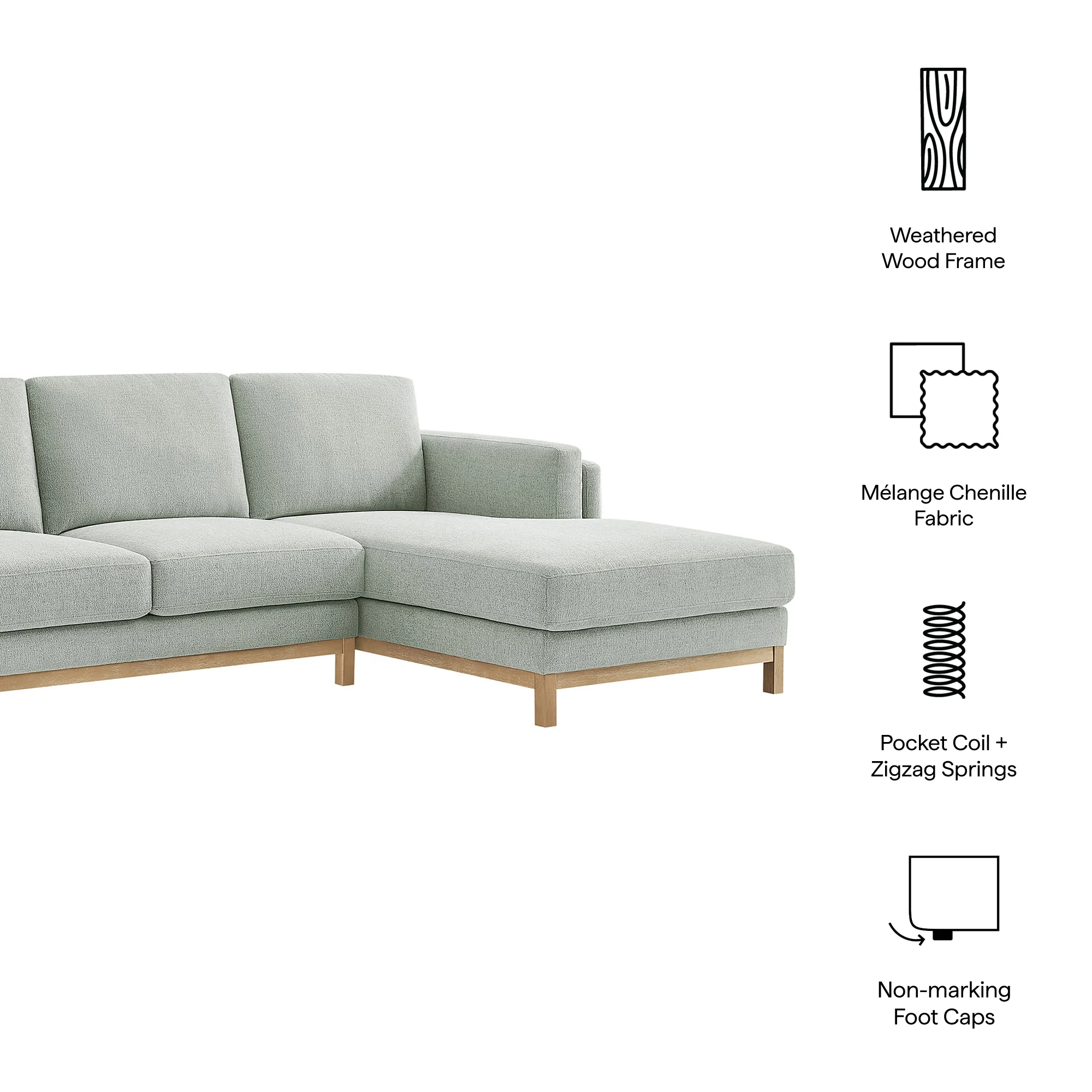 Roscoe Right-Facing Fabric Sectional Sofa with Chaise by Modway - Image 14