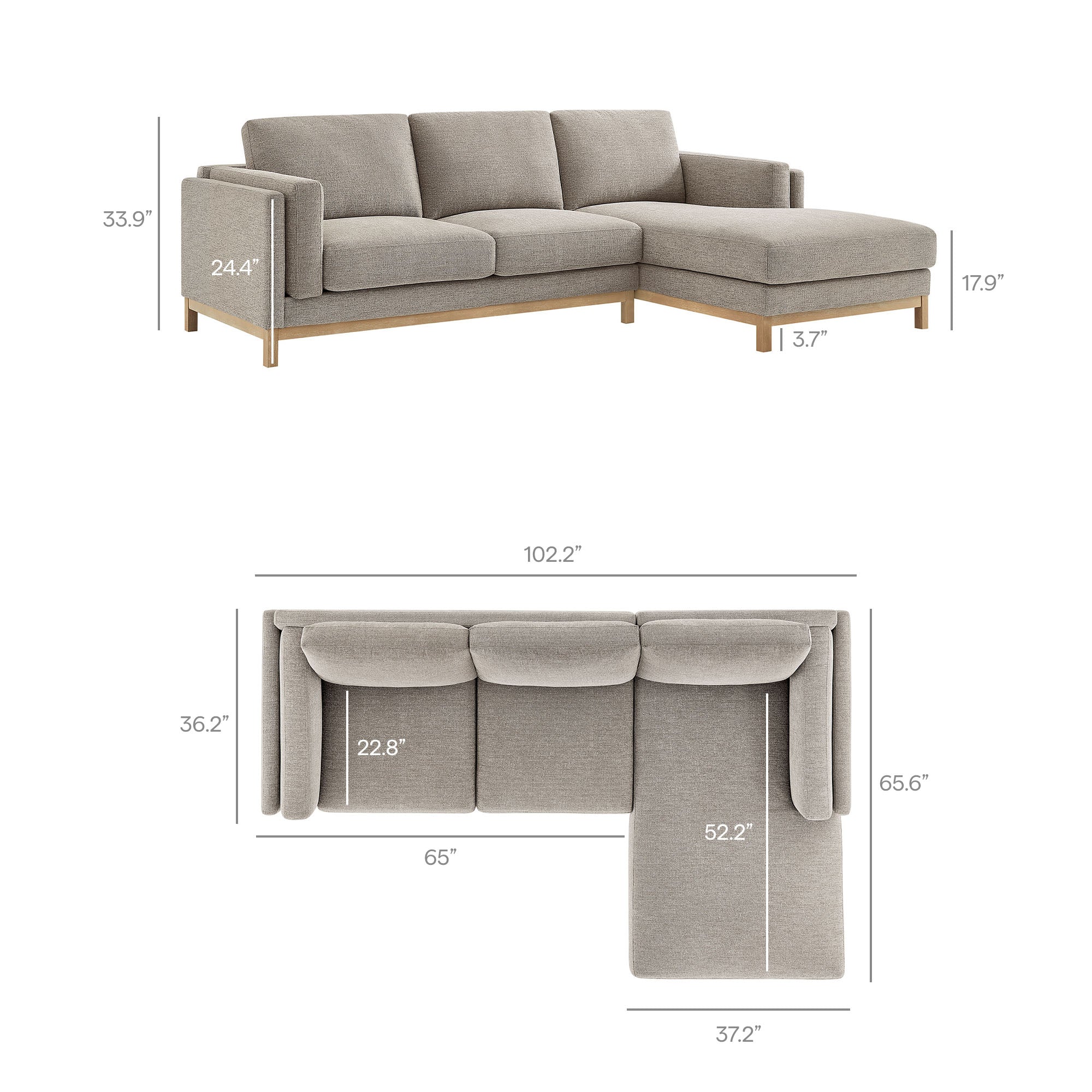 Roscoe Right-Facing Fabric Sectional Sofa with Chaise by Modway - Image 21
