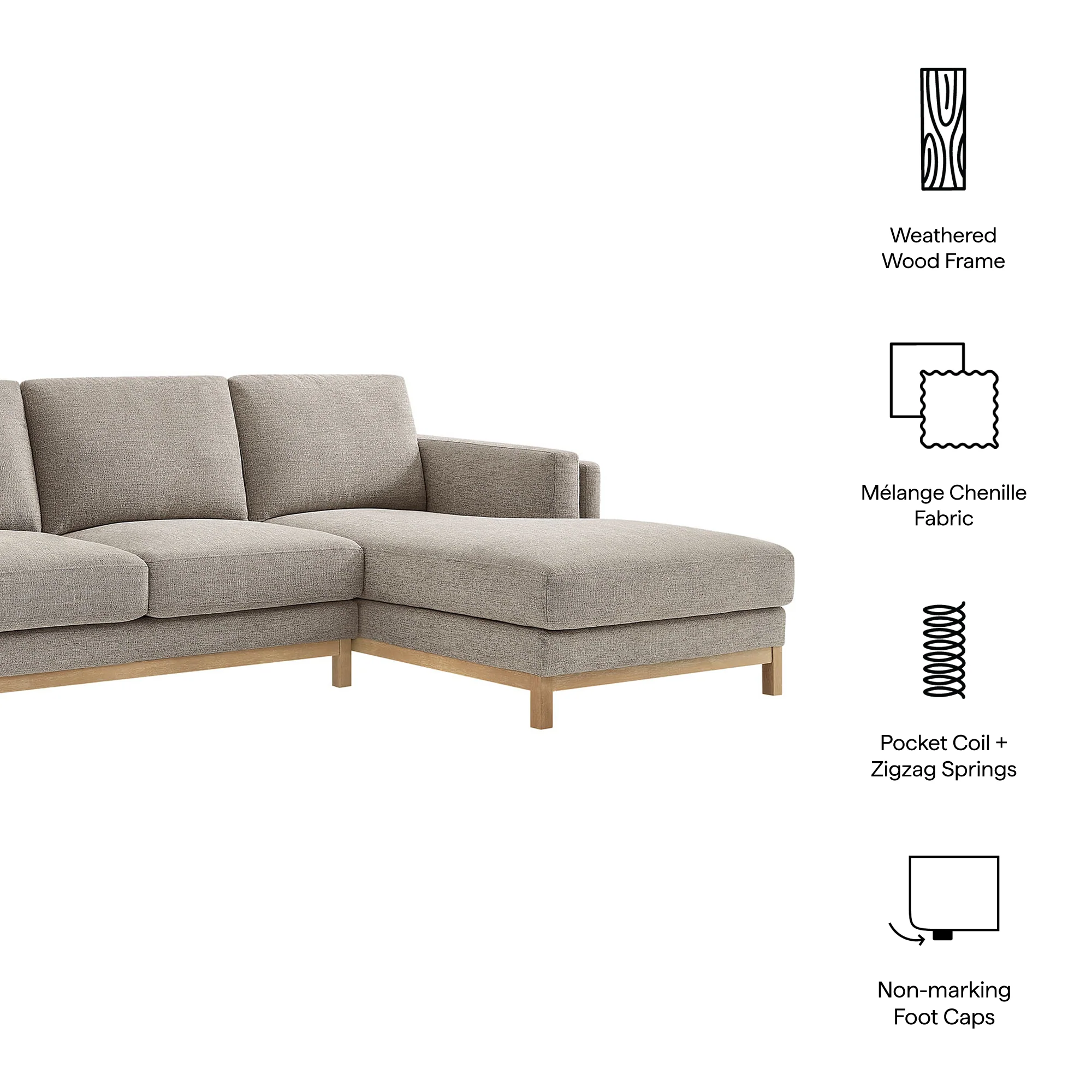 Roscoe Right-Facing Fabric Sectional Sofa with Chaise by Modway - Image 22