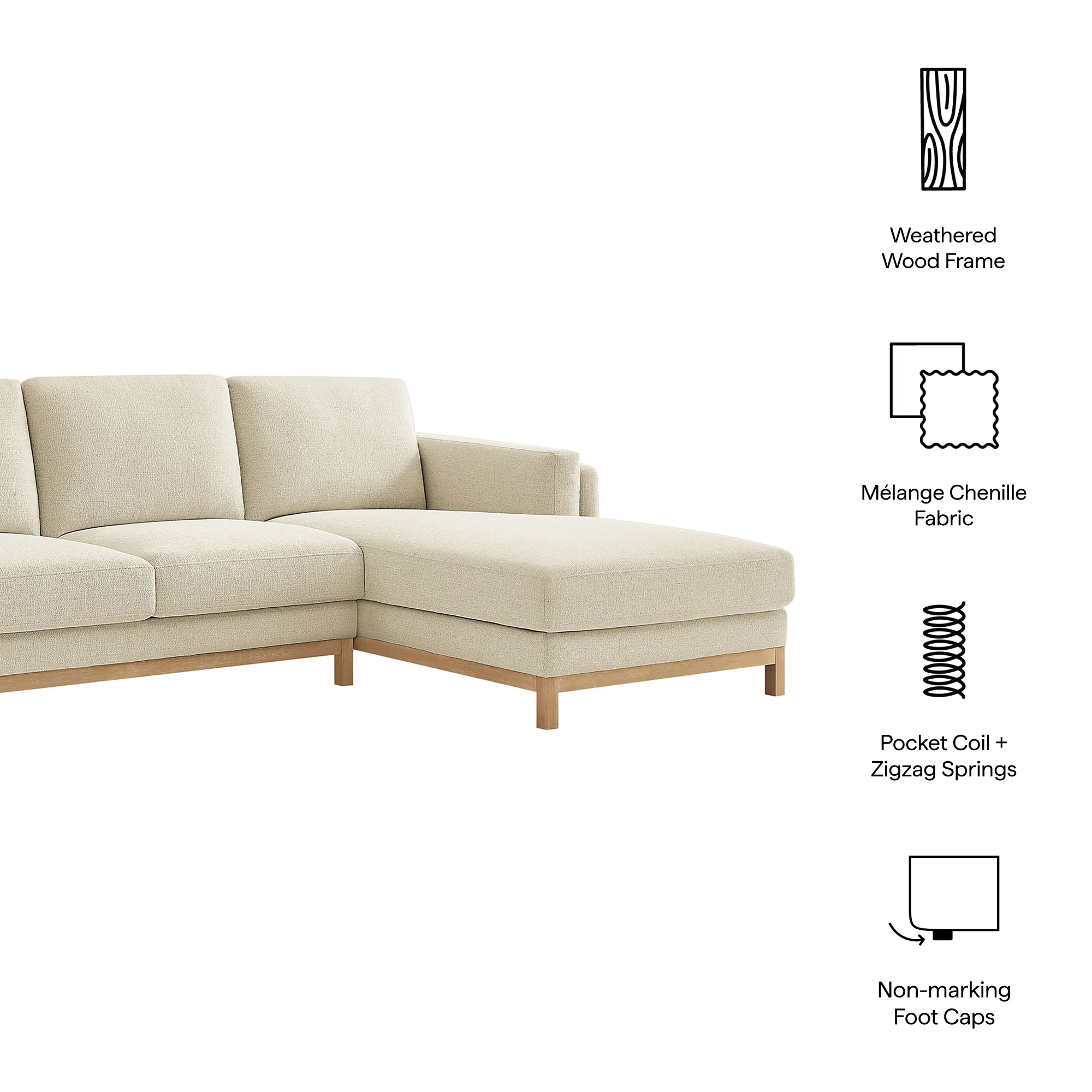 Roscoe Right-Facing Fabric Sectional Sofa with Chaise by Modway - Image 7