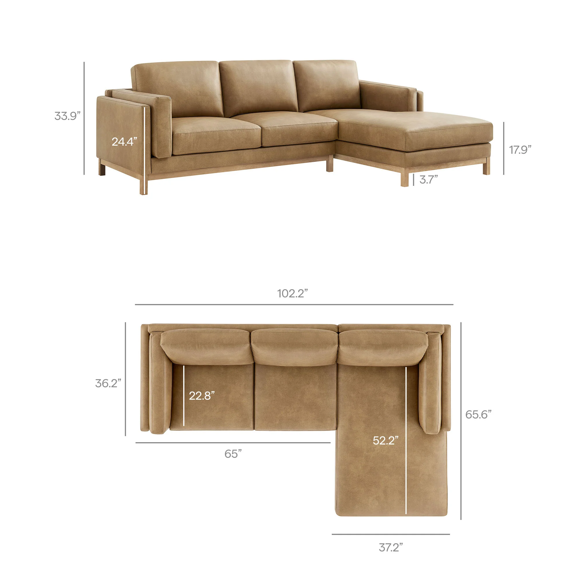 Roscoe Right-Facing Vegan Leather Sectional Sofa with Chaise by Modway - Image 13