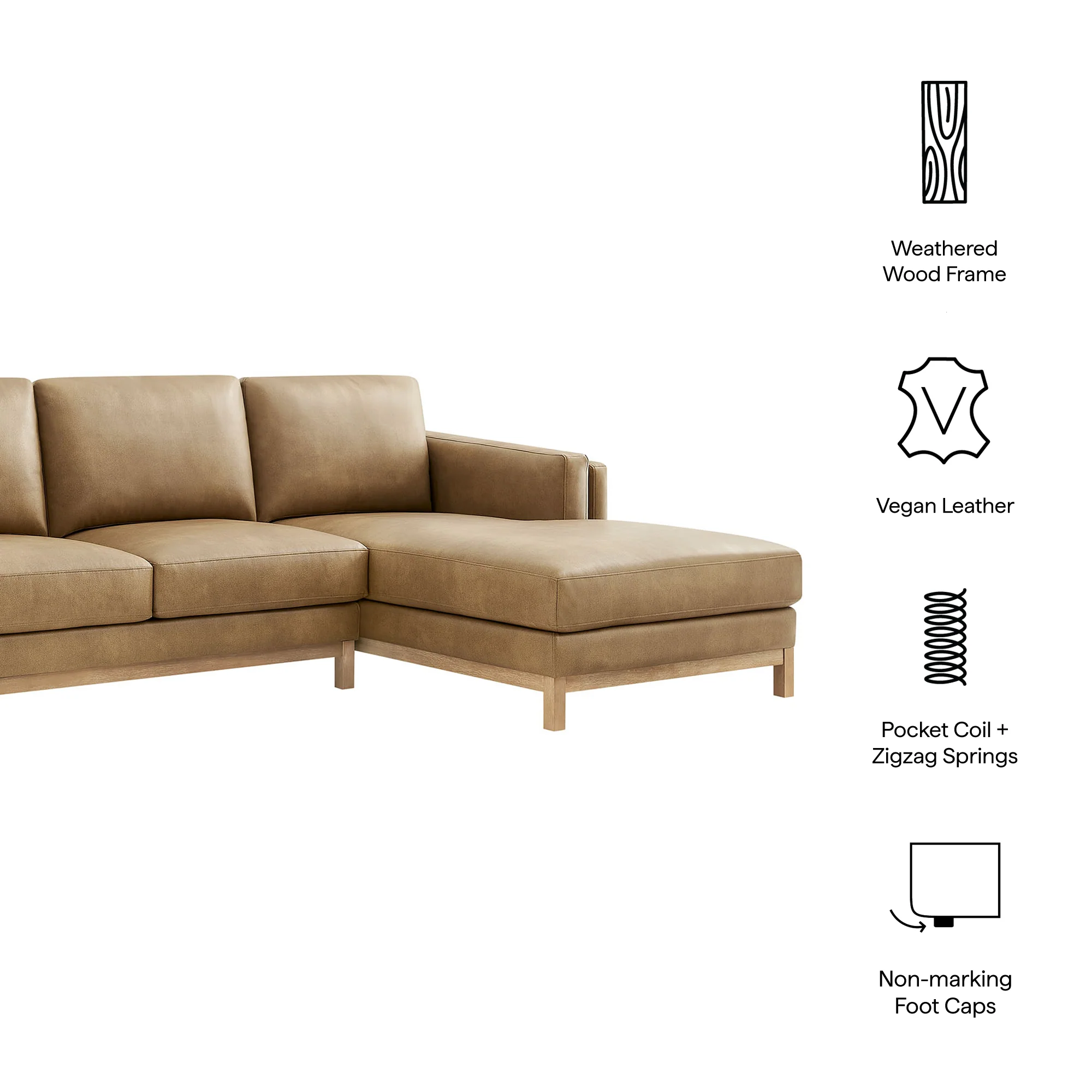 Roscoe Right-Facing Vegan Leather Sectional Sofa with Chaise by Modway - Image 14