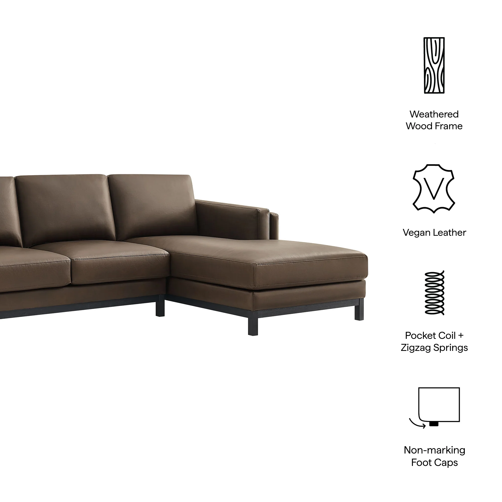 Roscoe Right-Facing Vegan Leather Sectional Sofa with Chaise by Modway - Image 7