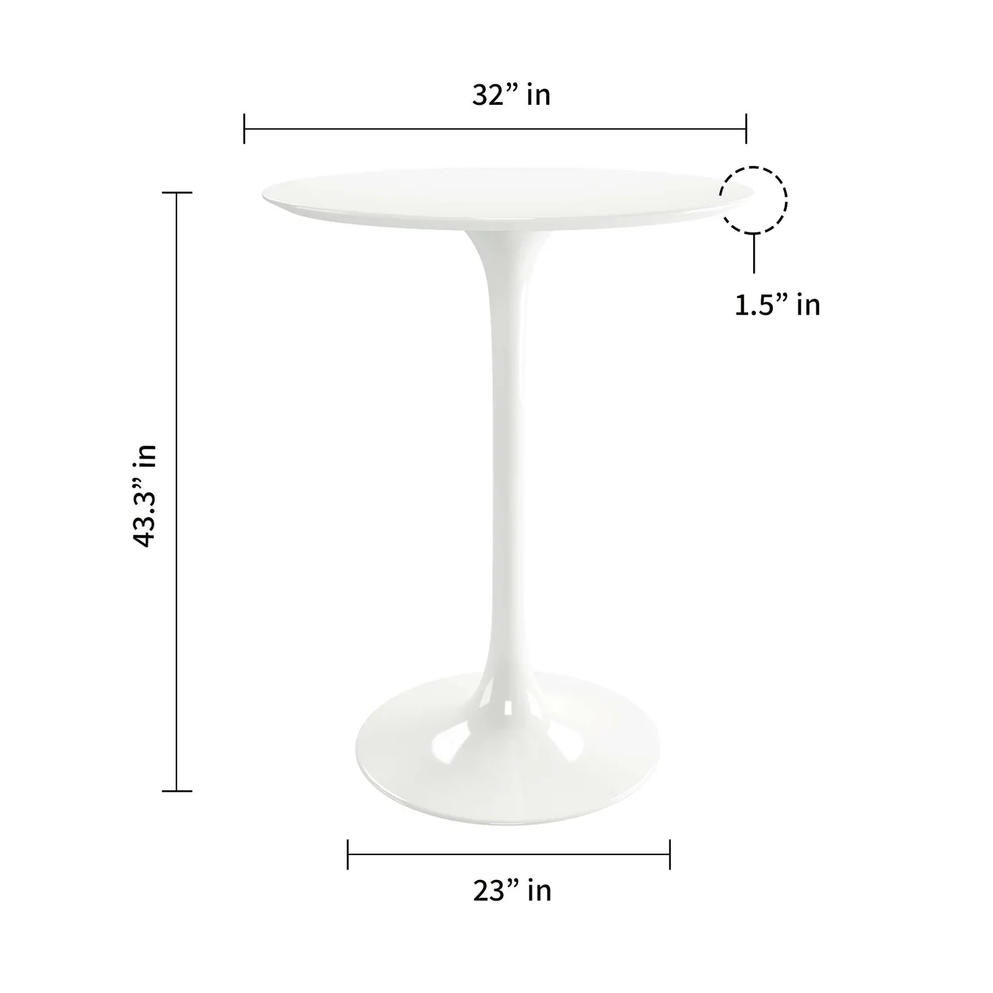 Rose 32" Round Fiberglass Bar Table By World Modern Design - Image 2