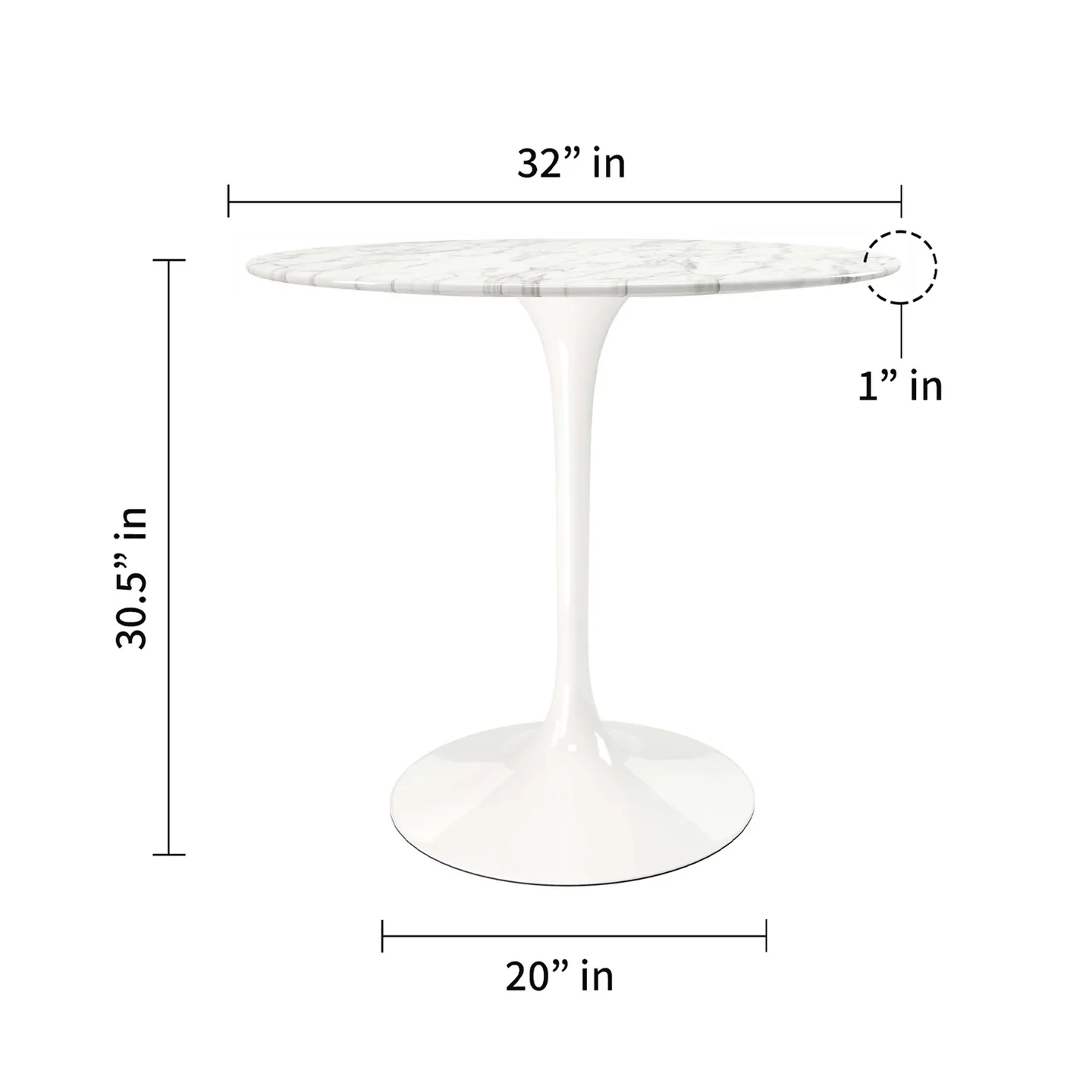 Rose 32" Round Marble Dining Table By World Modern Design - Image 4