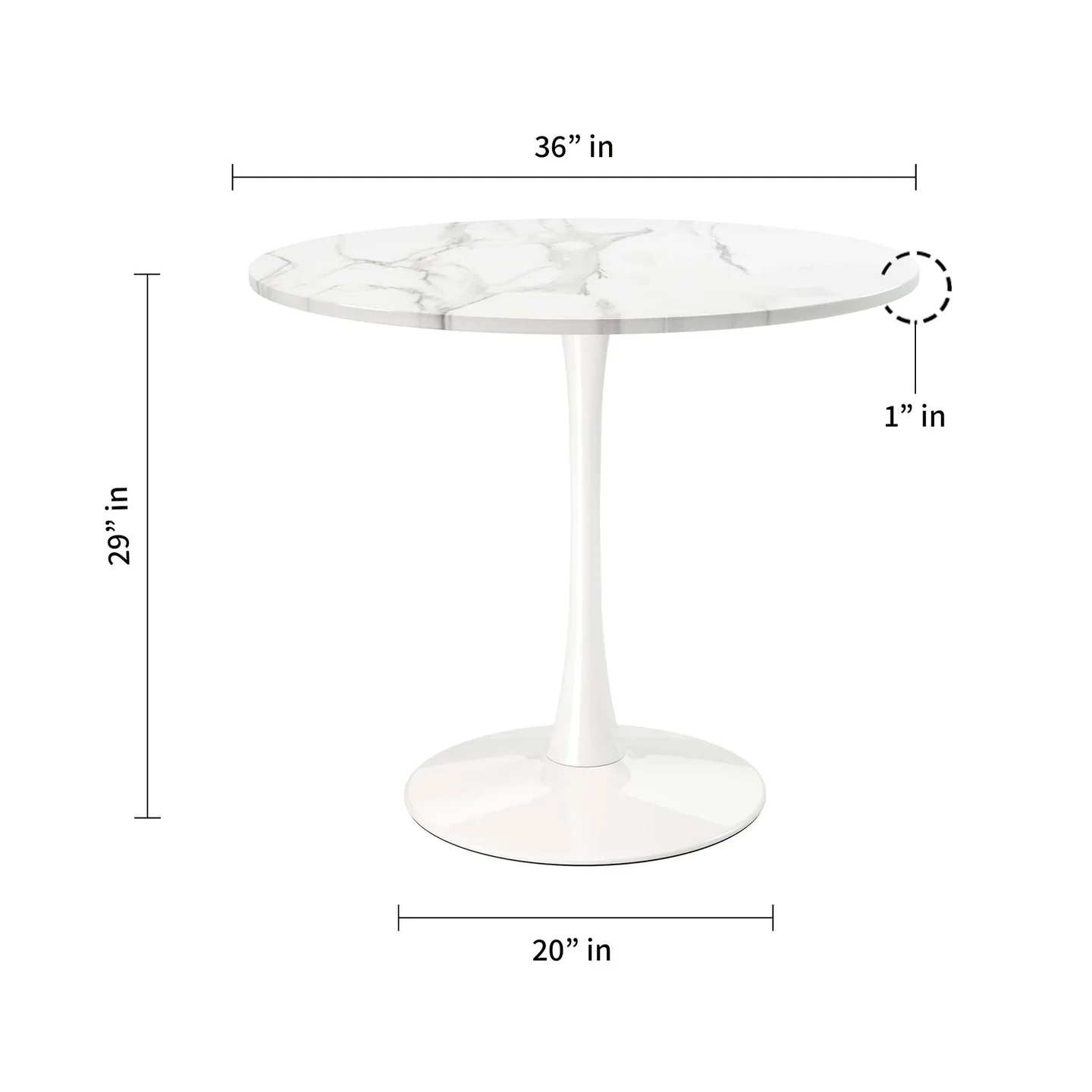 Rose 36" Wood Top Dining Table, Marble laminated By World Modern Design - Image 2