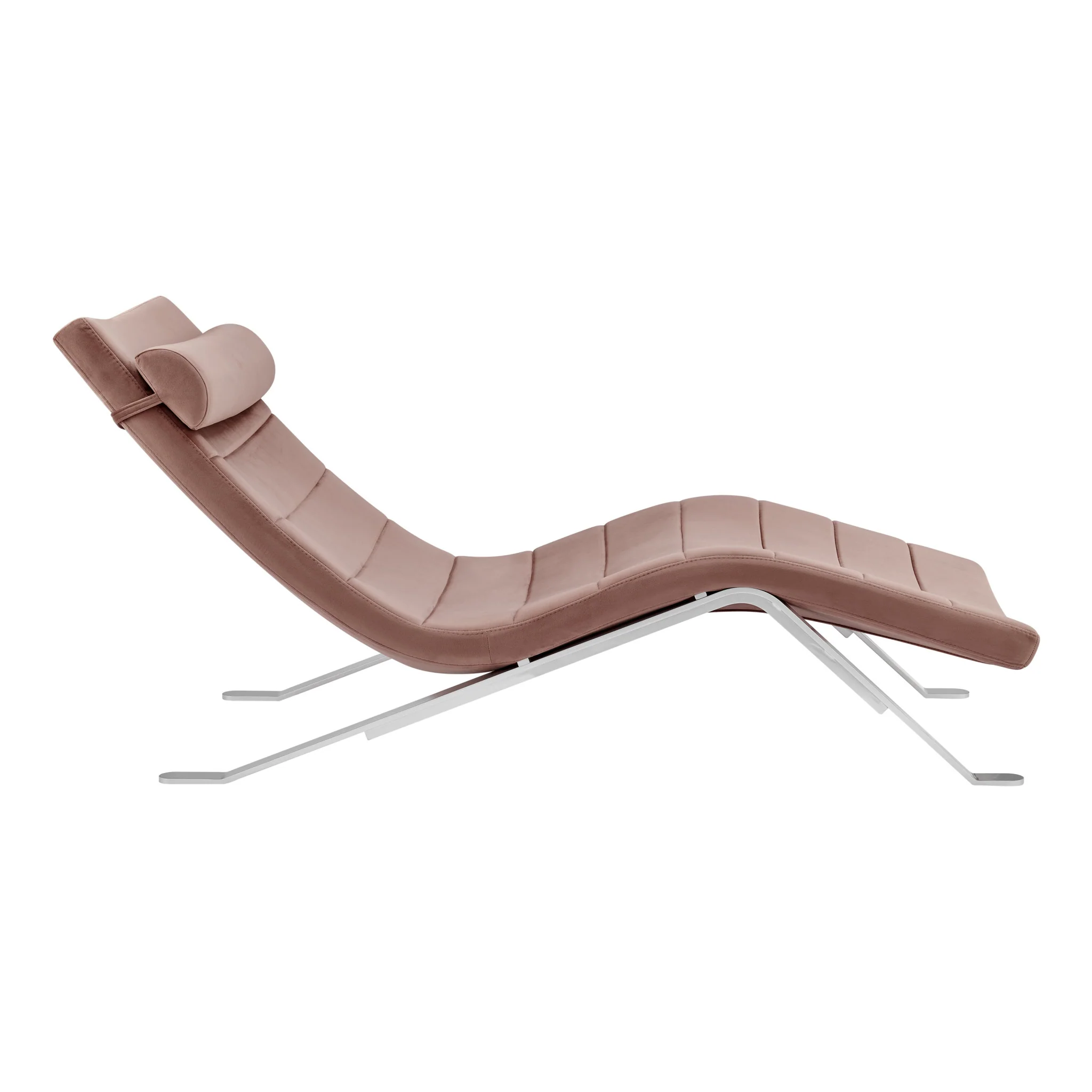 Rose and Silver Velvet Lounge Chair By Homeroots - Image 2