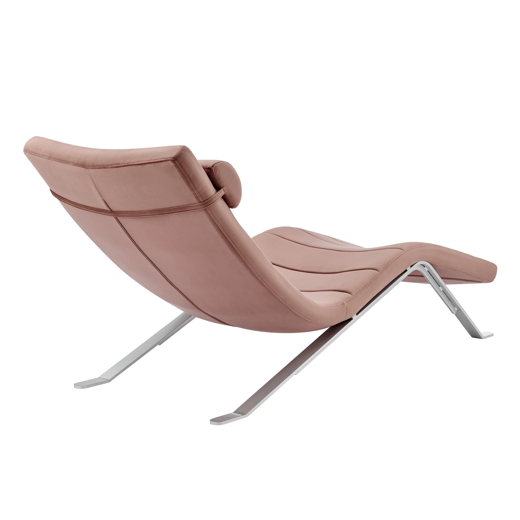 Rose and Silver Velvet Lounge Chair By Homeroots - Image 3