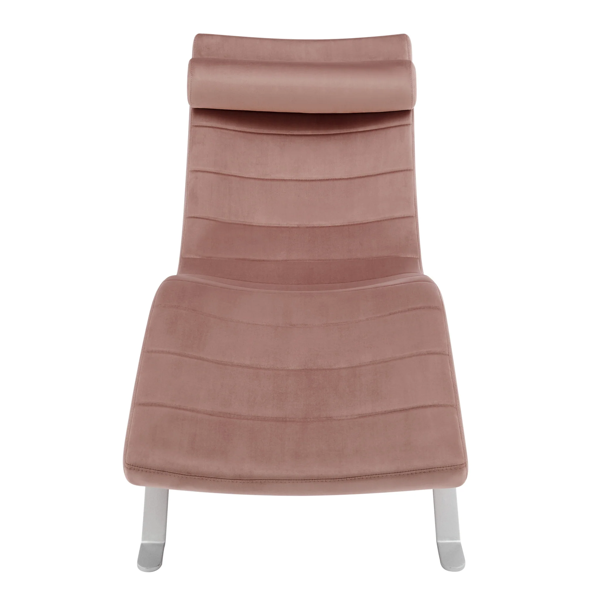 Rose and Silver Velvet Lounge Chair By Homeroots - Image 4